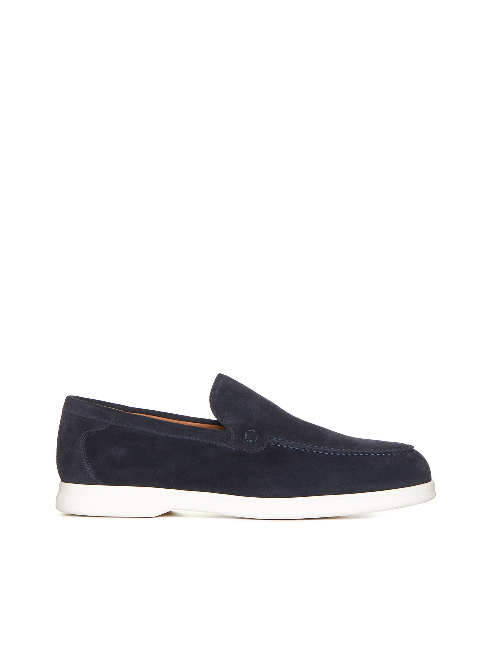 Shop Doucal's Loafers In Blu + F.do Bianco