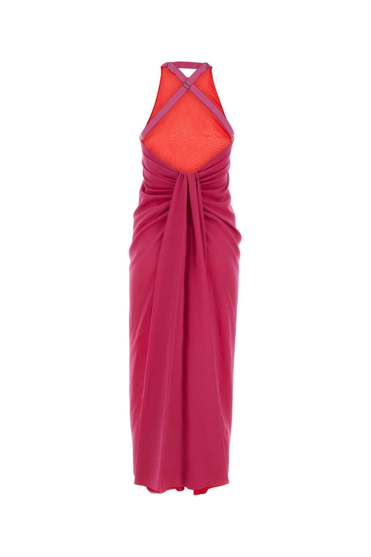 Shop Fendi Fuchsia Silk Dress In Pink