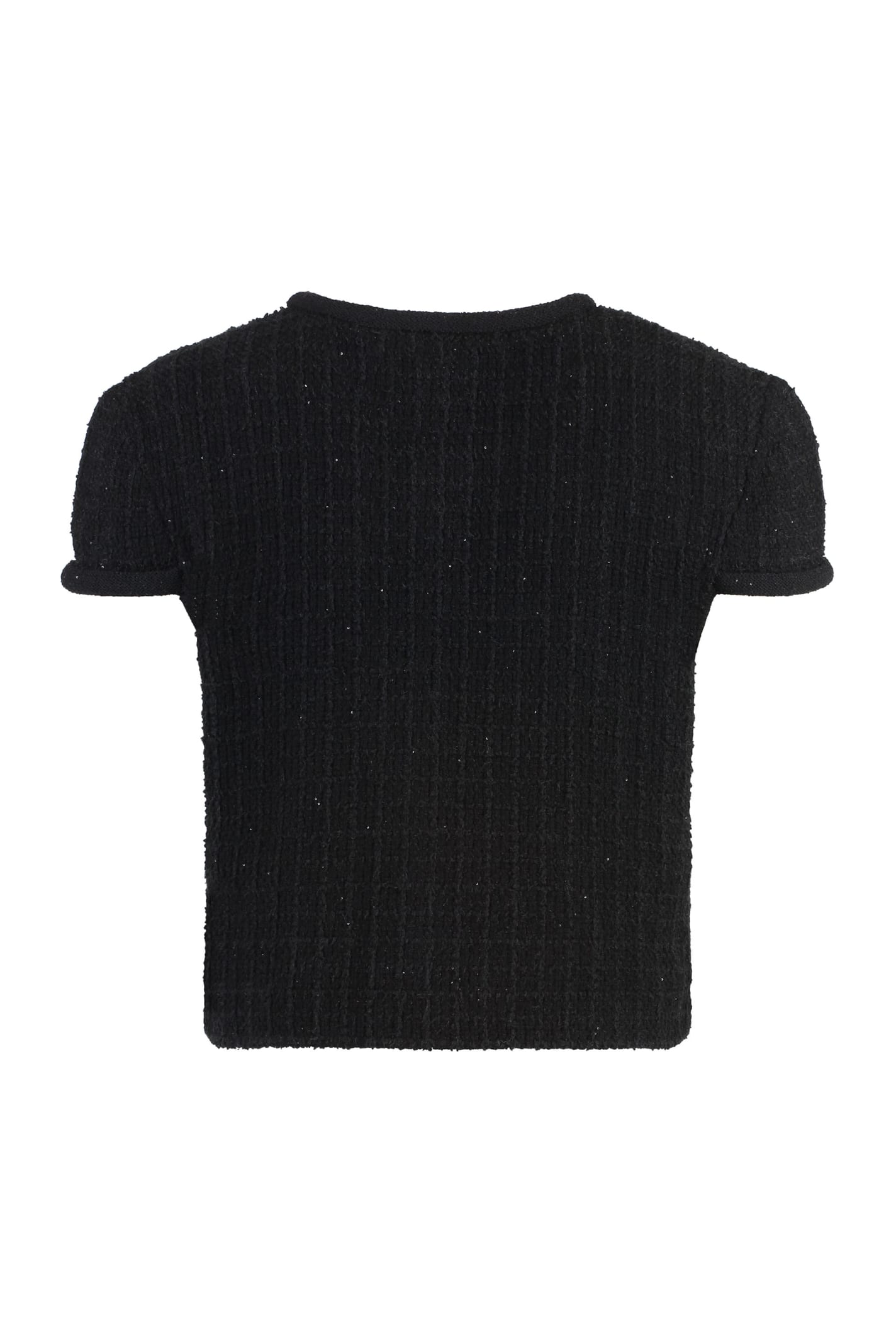 Shop Self-portrait Knitted Top In Black