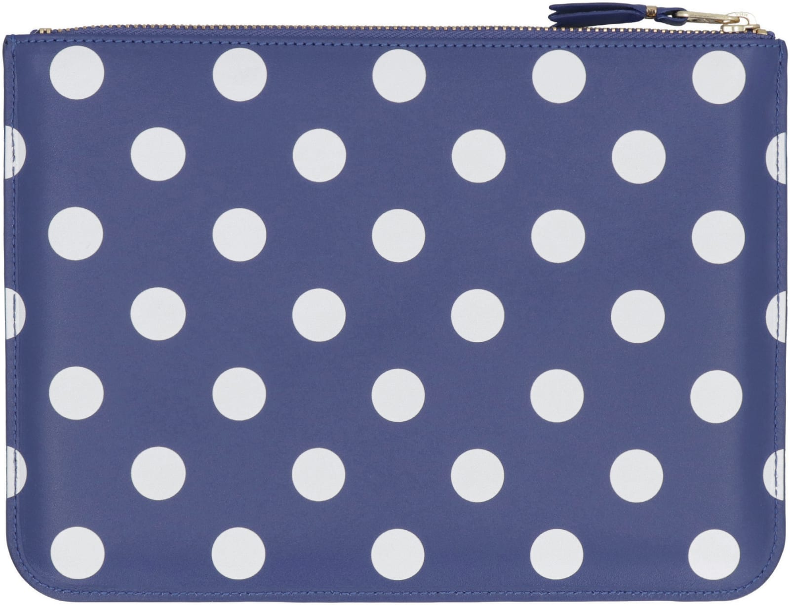 Comme Des Garçons Printed Leather Flat Pouch In Blue