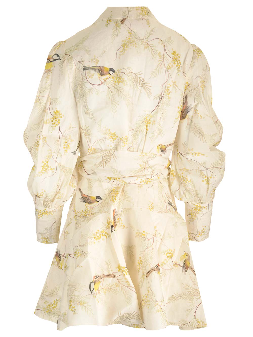Shop Zimmermann Acacia Birds Printed Mini Dress In Ivory