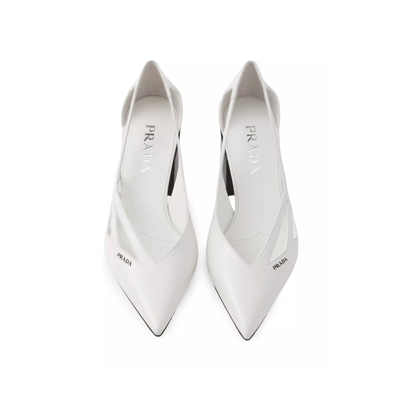 Prada 55 Leather Pumps In White