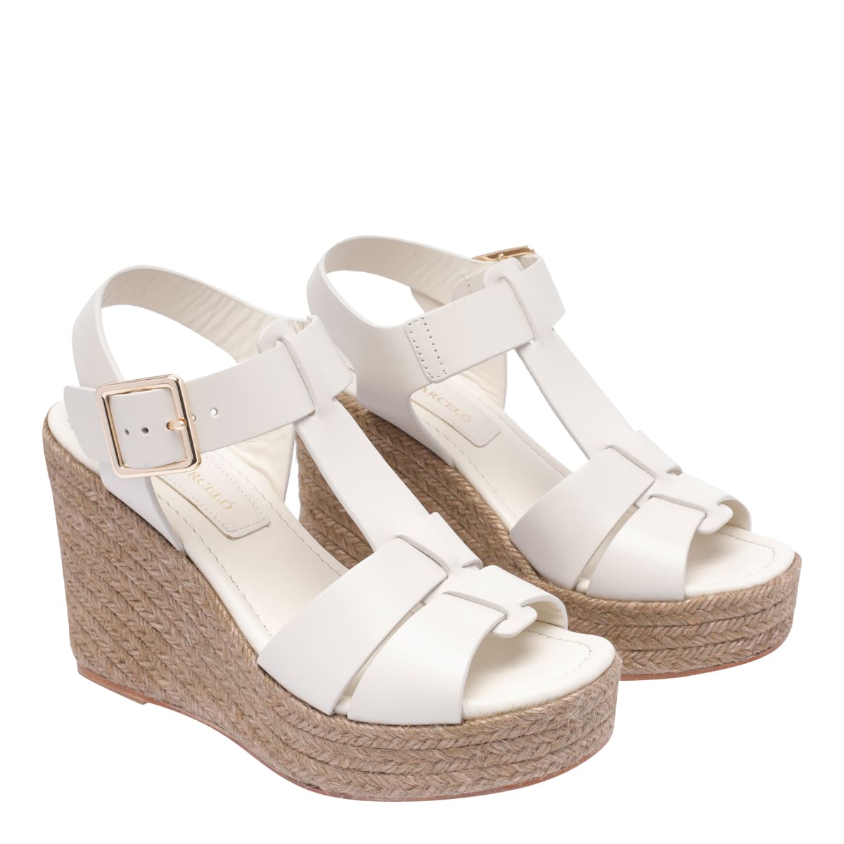 Paloma Barceló Paloma Barcelo Alison Slingback Espdarille Platform Wedge Sandal In White