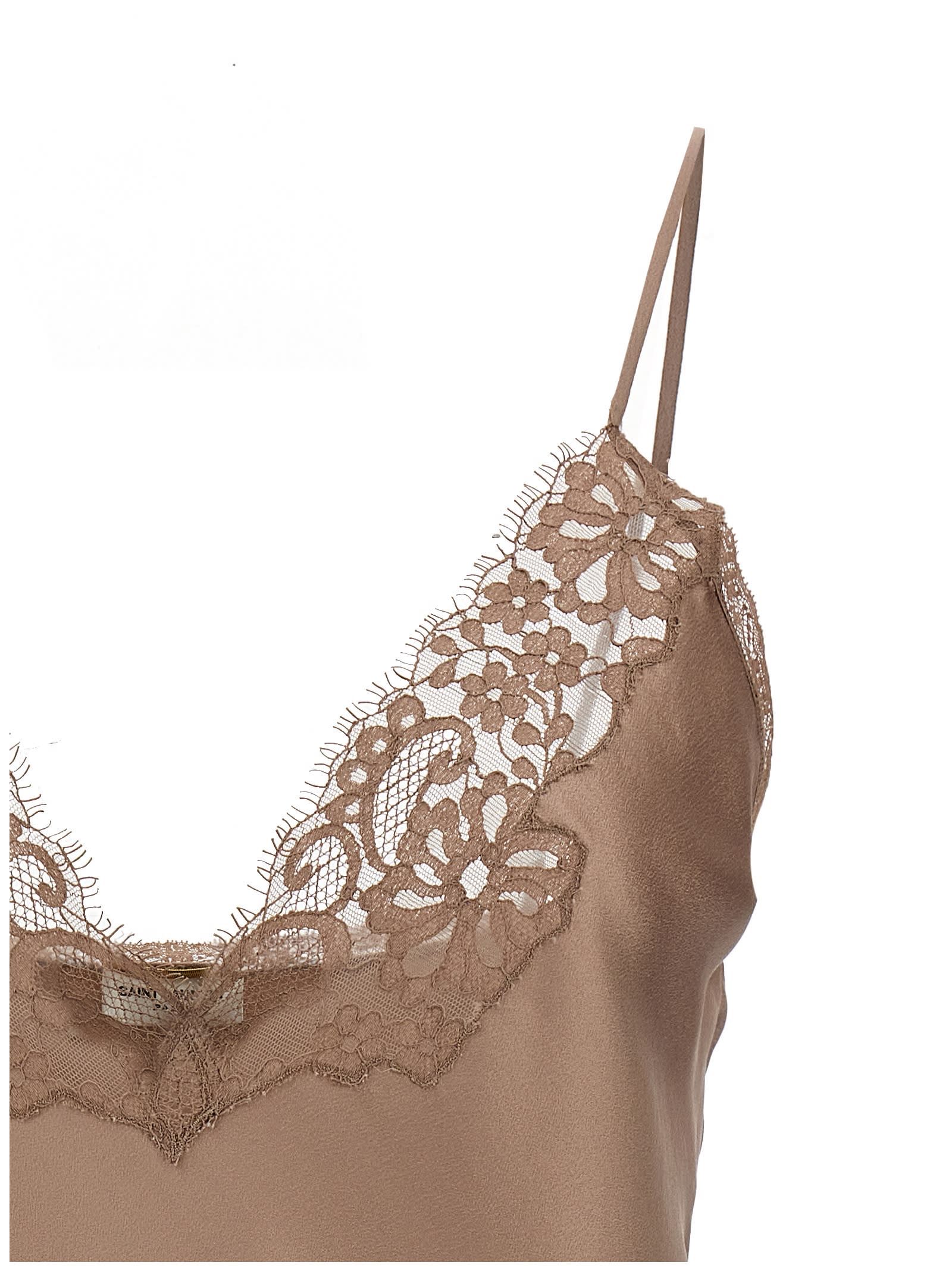 Shop Saint Laurent Lingerie Top In Beige