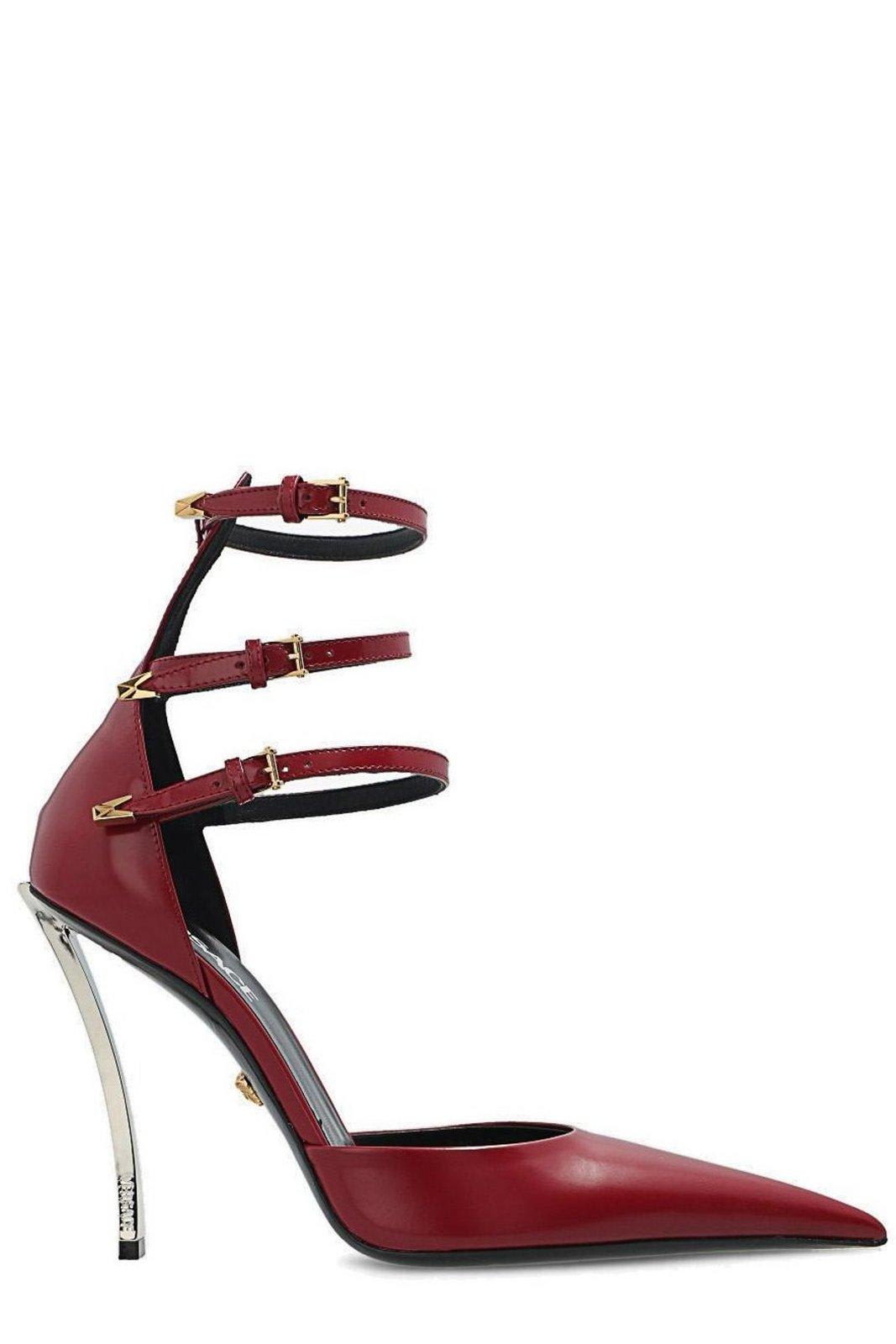 Versace Pointed Toe Ankle Strap Pumps