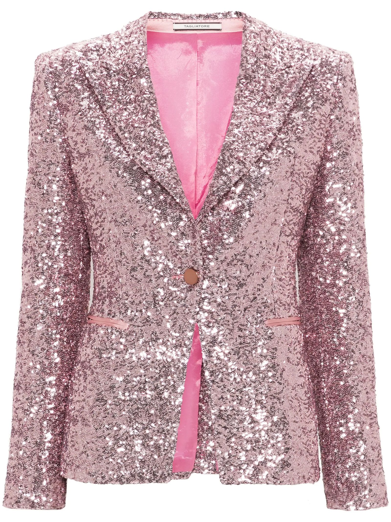 Pink Sequin Design Blazer