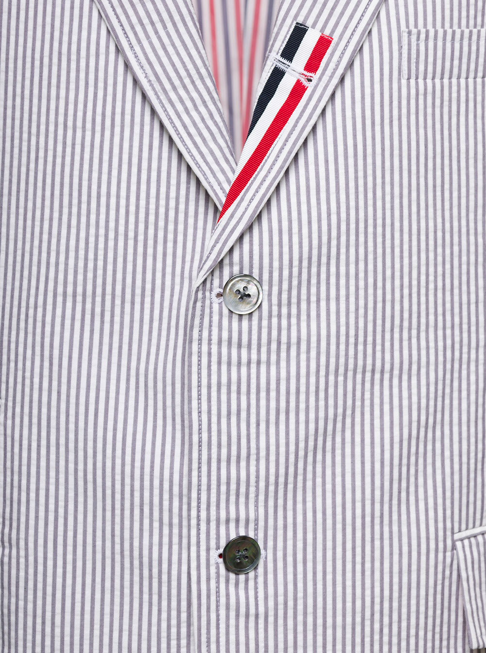 Shop Thom Browne Grey Striped Single Breasted Blazer In Cotton Man