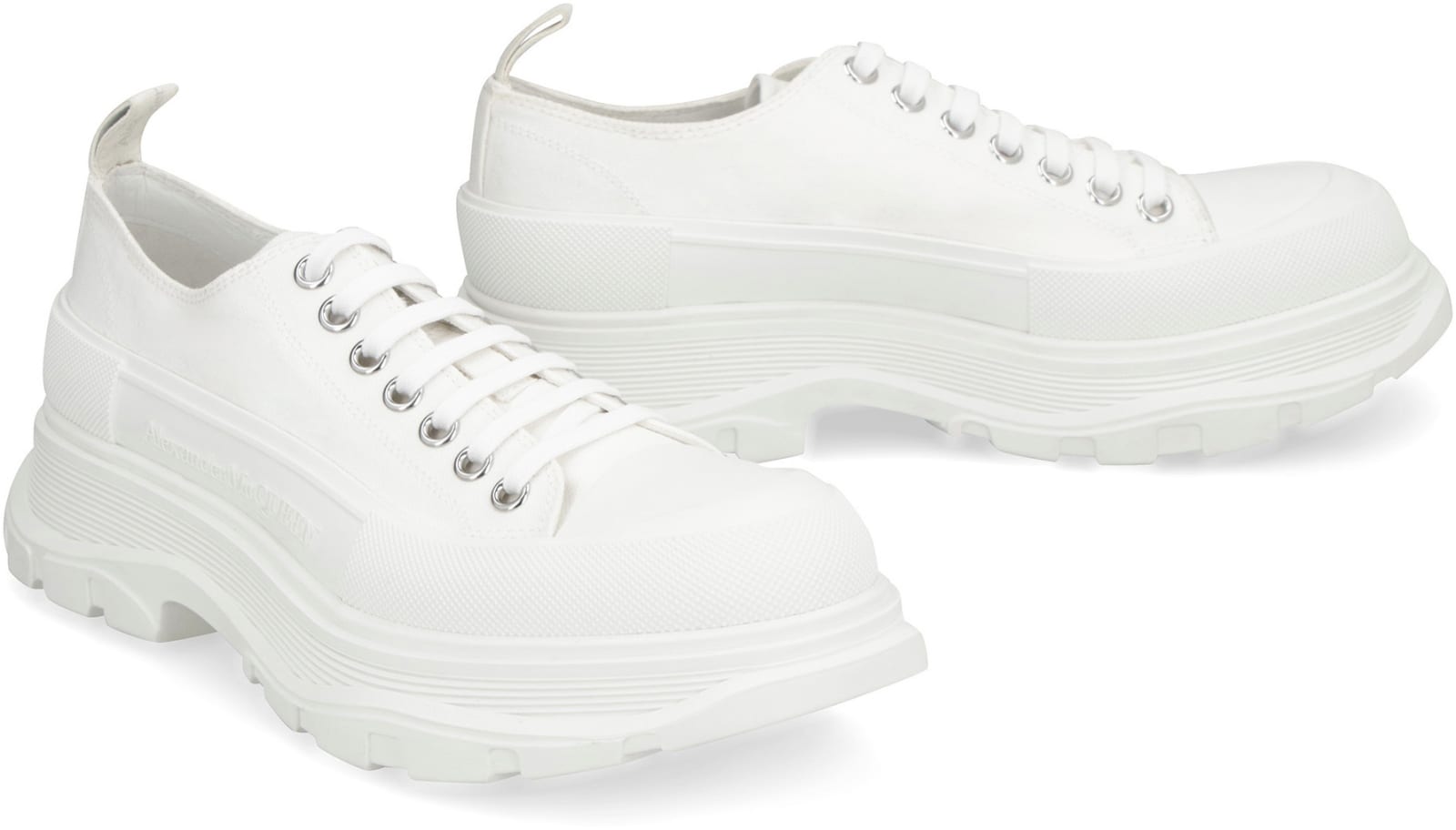 Shop Alexander Mcqueen Tread Slick Lace-up Shoes In White