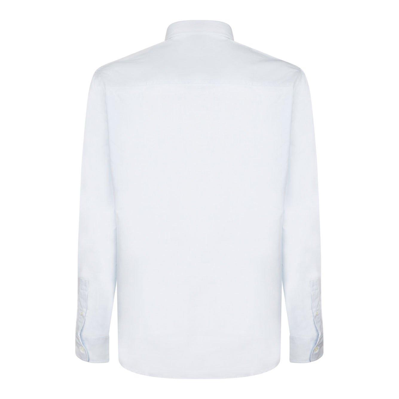 Maison Kitsuné Logo Embroidered Long-sleeved Shirt In Light Blue