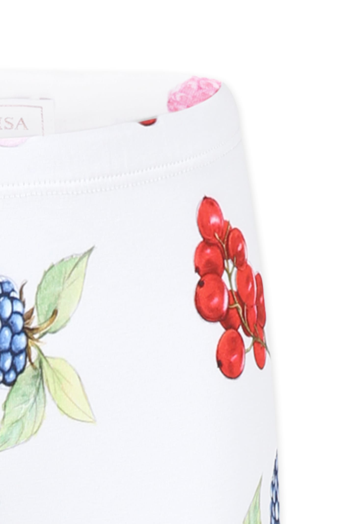 Monnalisa White Leggings For Girl With Fruit In White