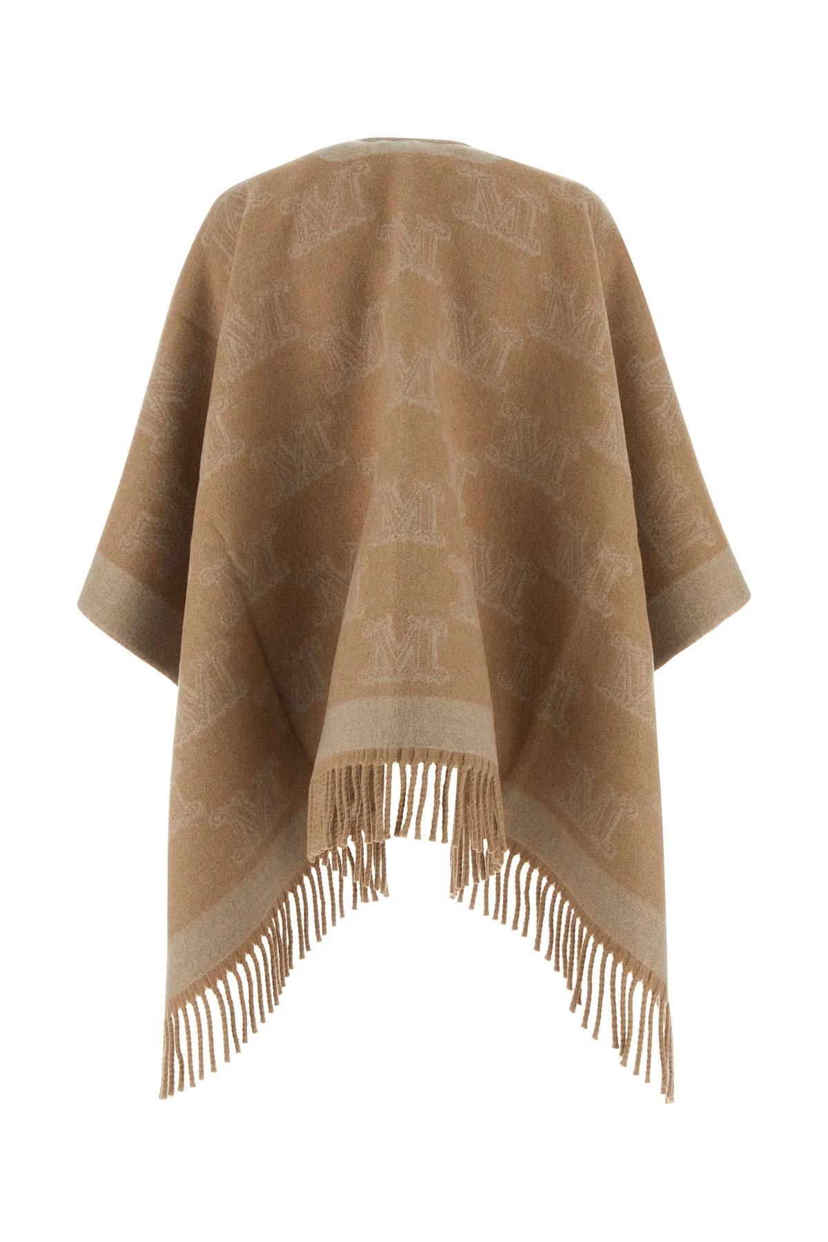 Shop Max Mara Camel Wool Frine Cape