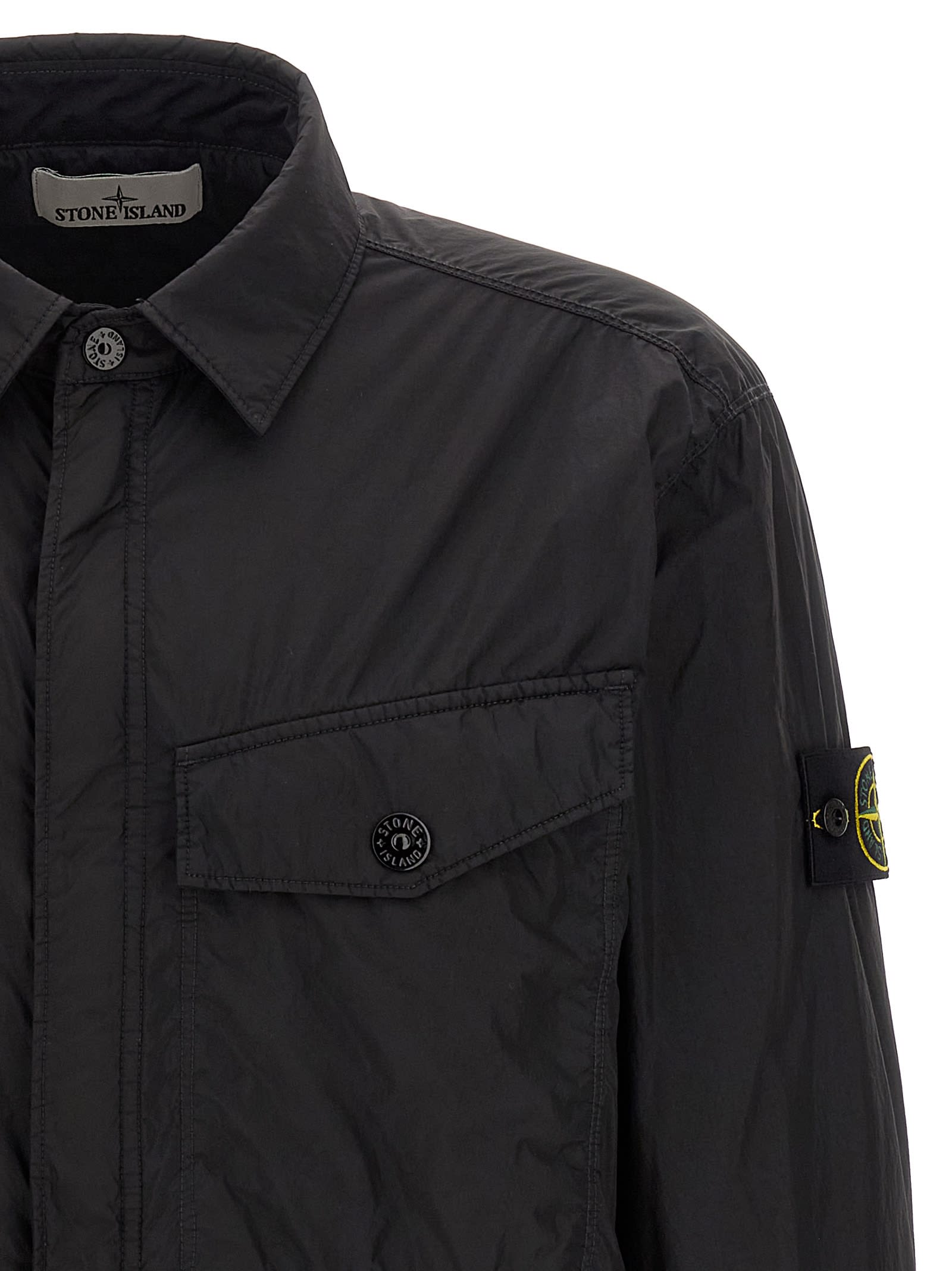 Stone Island Garment Dyed Crinkle Reps Ny Puffer Jackets Black In Black