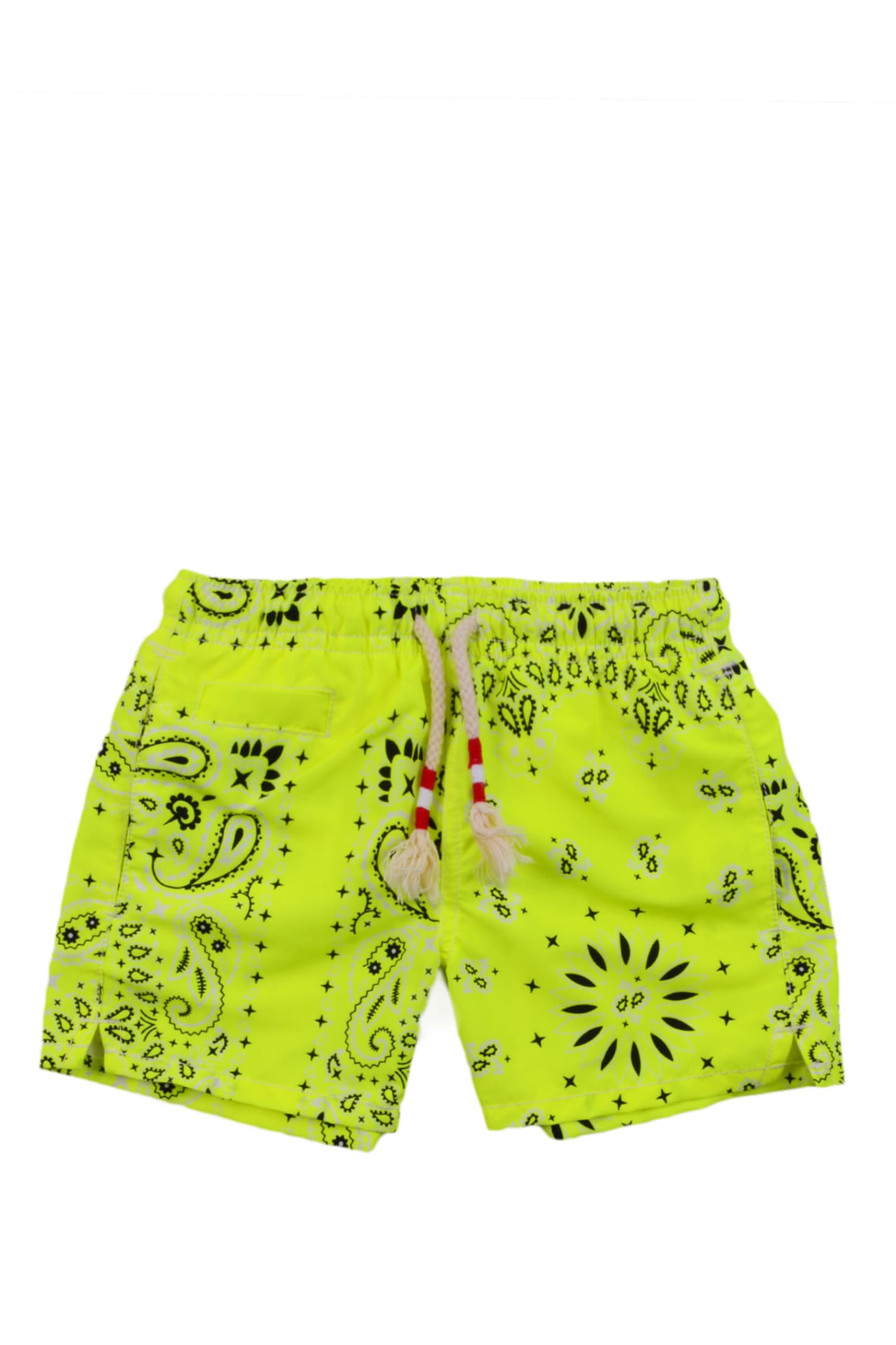 Mc2 Saint Barth Kids' Swim Shorts With Bandana Print In Yellow
