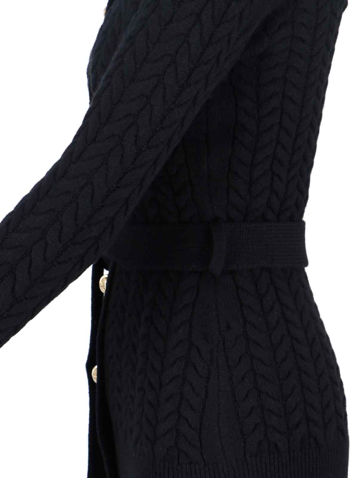 Patou Long Cardigan With Wool And Cashmere Fringes In Black