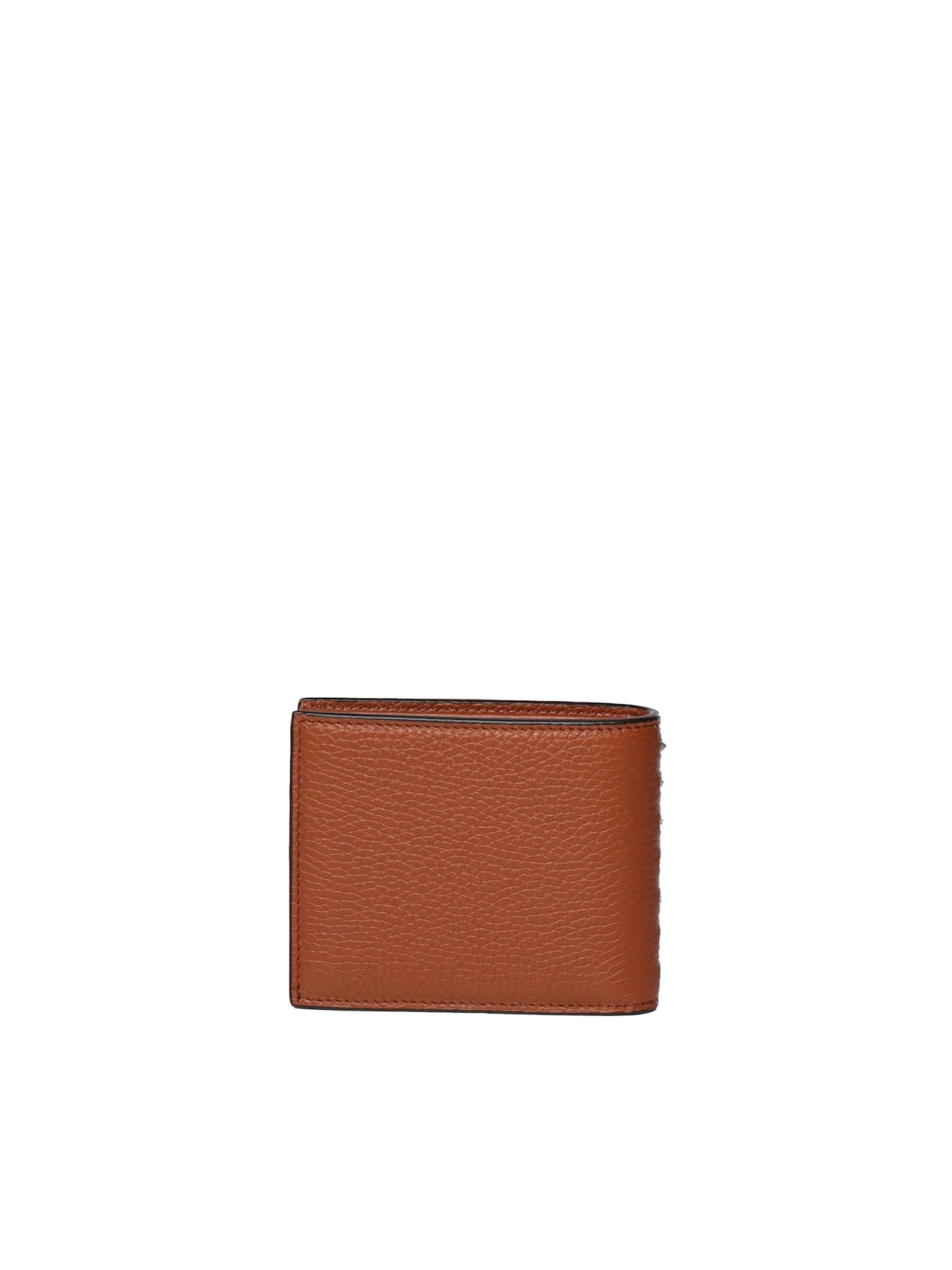 Valentino Rockstud Wallet In Garnet Calfskin In Brown