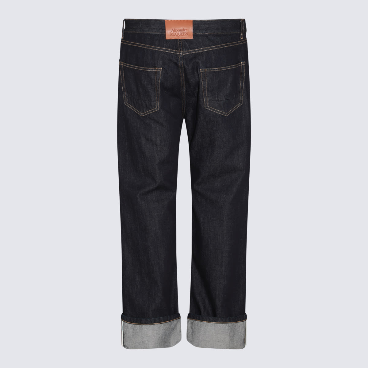 Shop Alexander Mcqueen Dark Blue Cotton Jeans