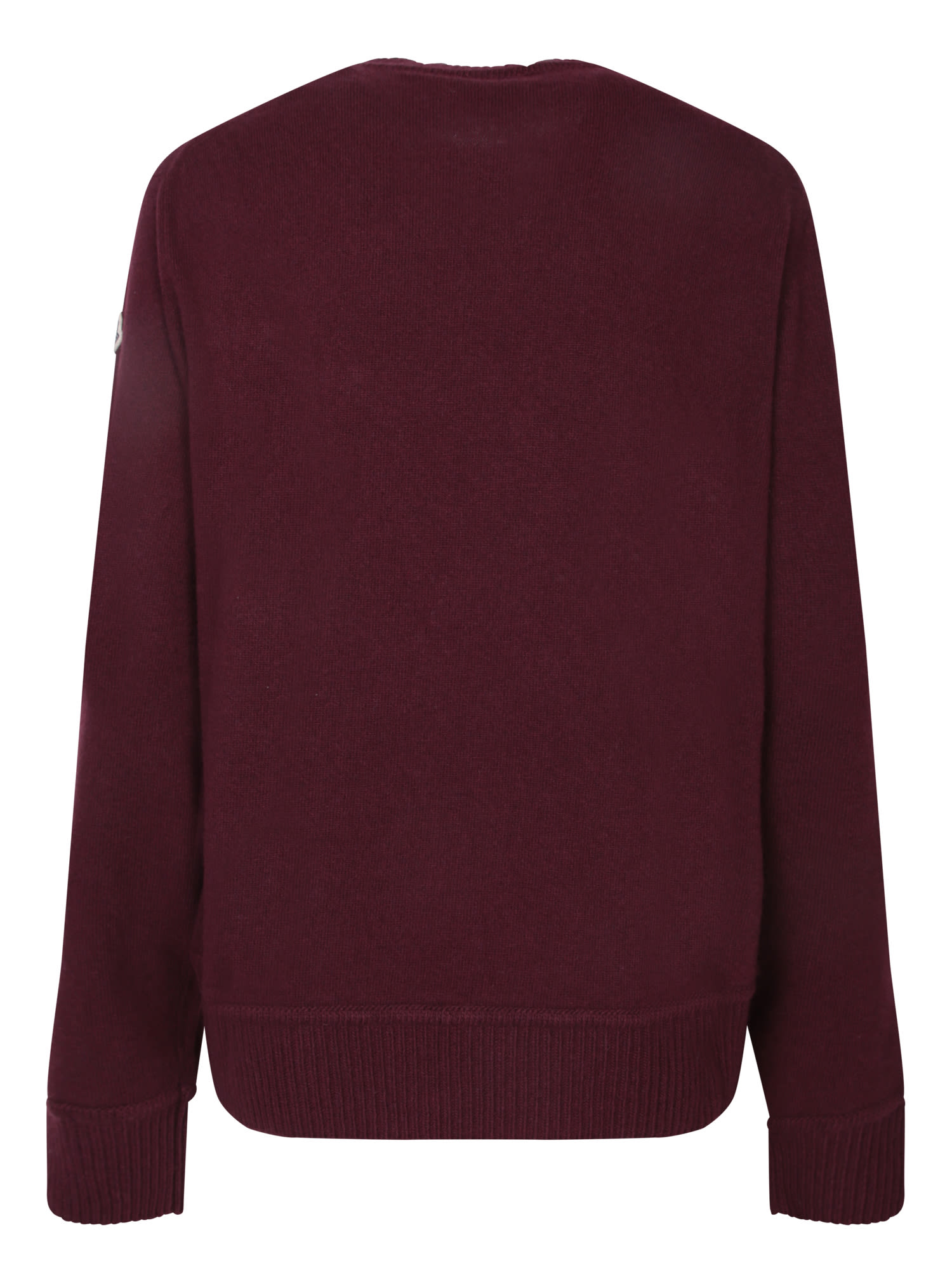 Shop Moncler Bordeaux Wool Crewneck Sweater