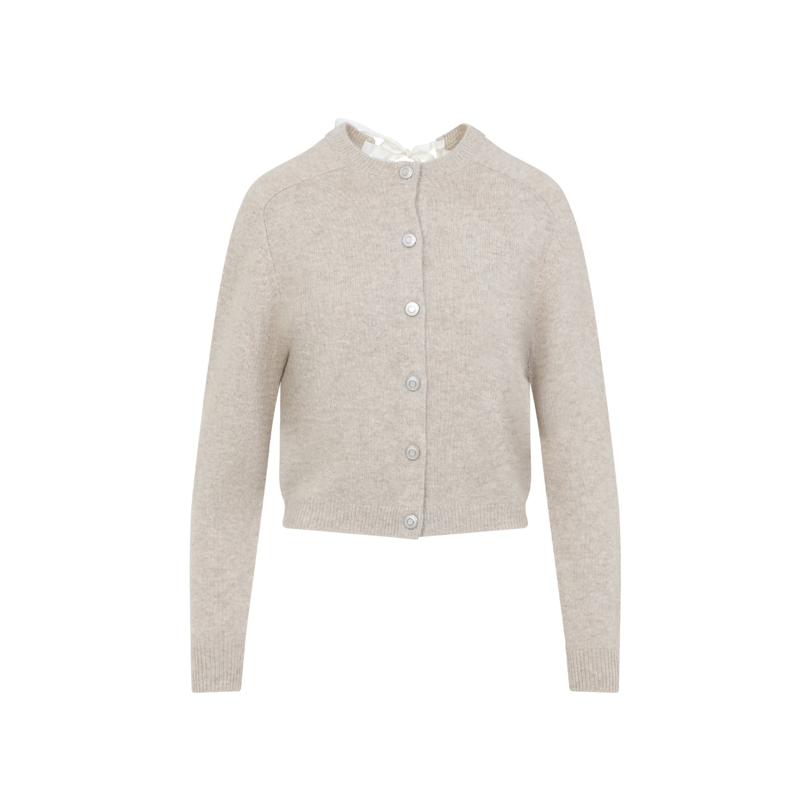 Carven Womens Oat Tie-back Brushed Cashmere Knitted Cardigan In Brown