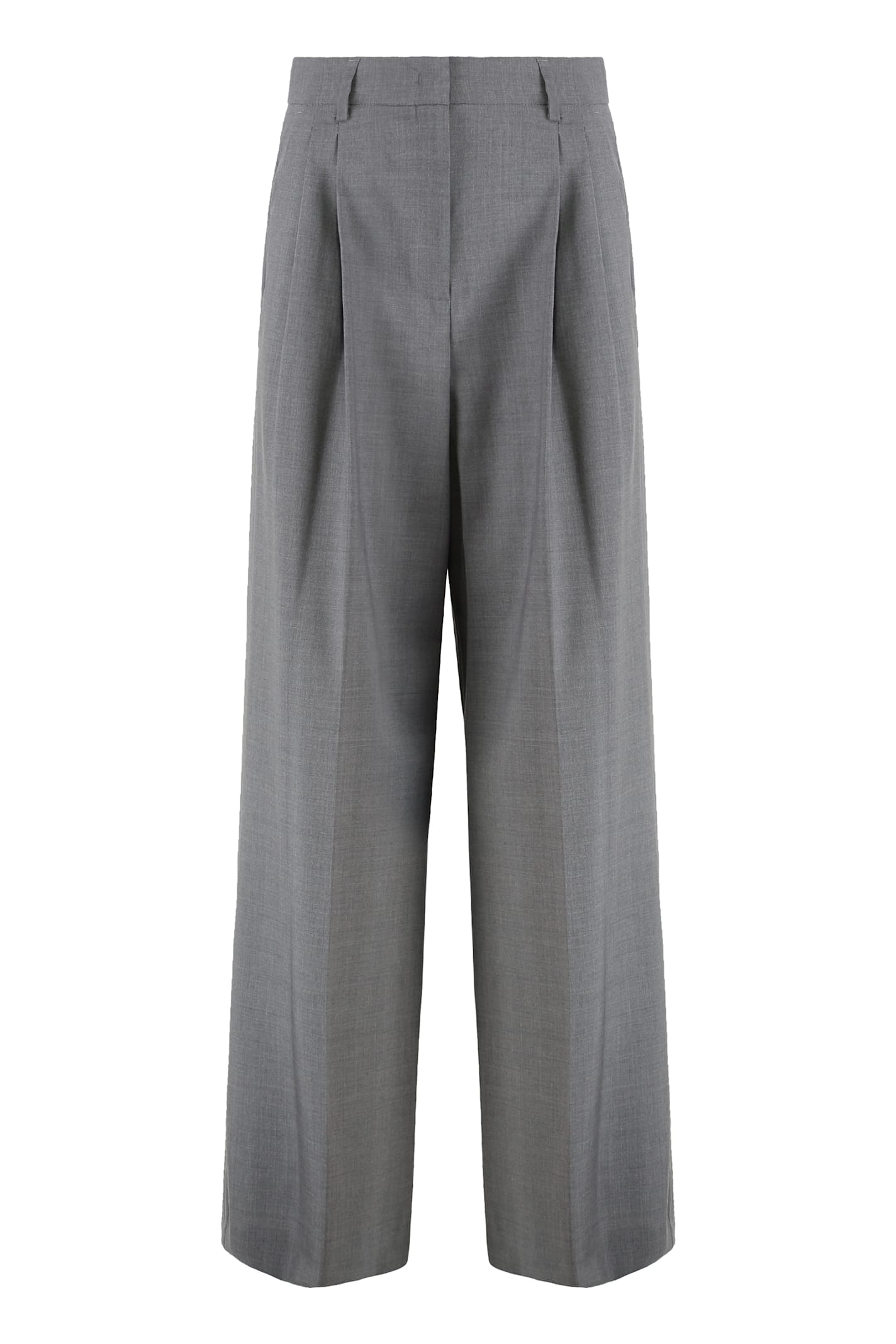 Weekend Max Mara Adelfi Virgin Wool Trousers In Gray