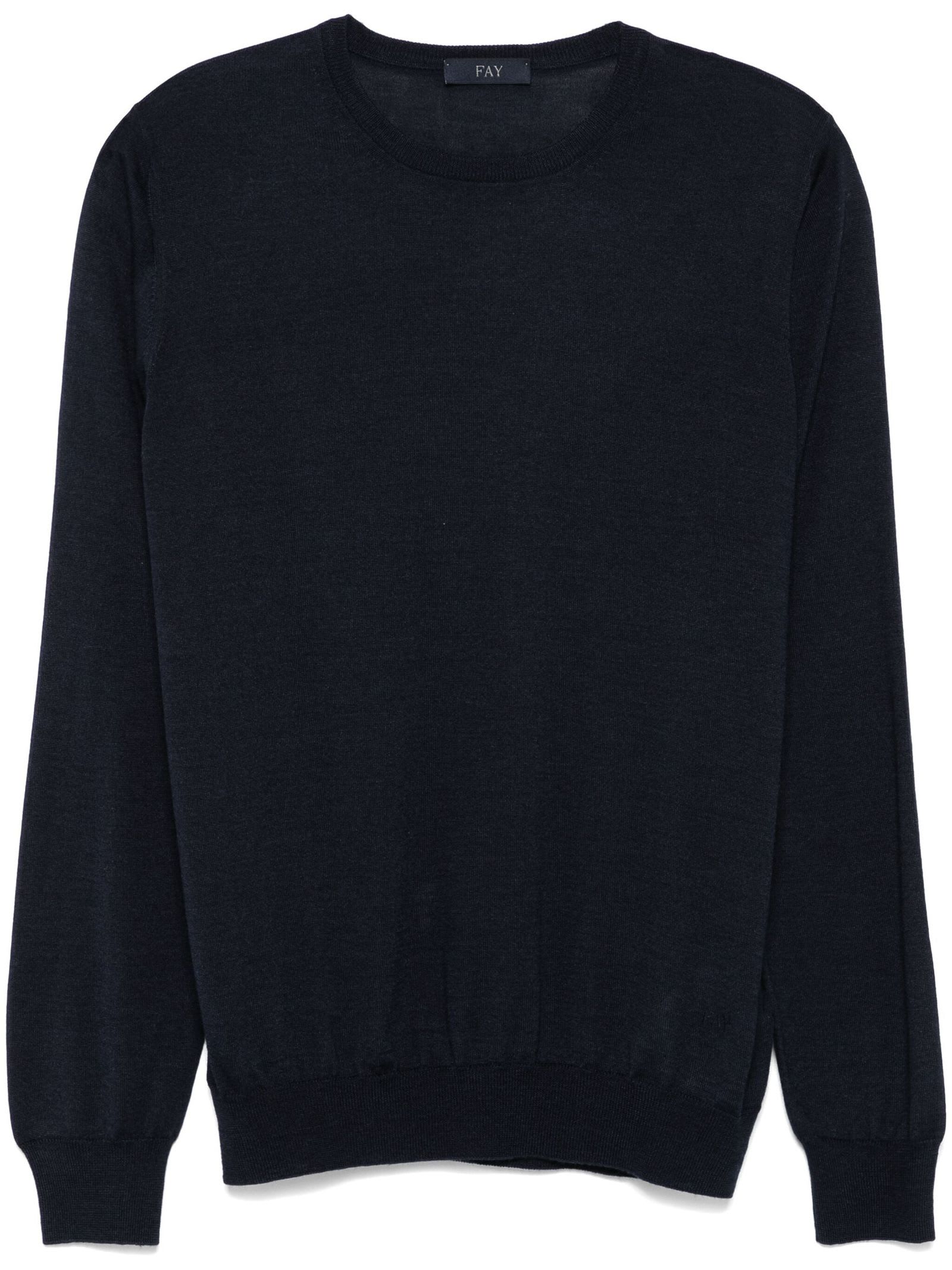 Shop Fay Blue Virgin Wool-silk Blend Sweater