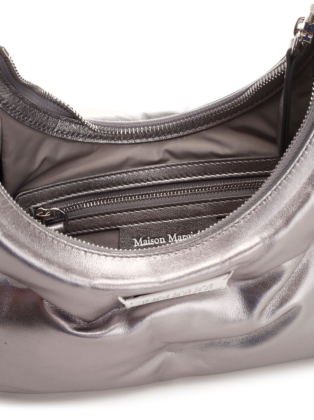 Shop Maison Margiela Glam Slam Small Hobo Bag In Silver