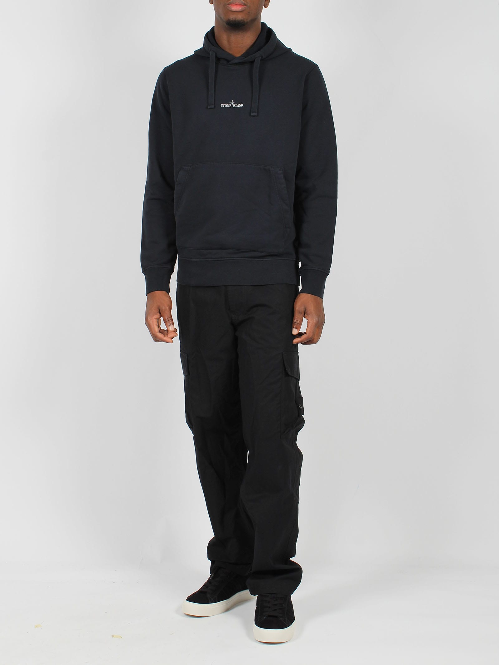 Shop Stone Island Cargo Trousers In Black