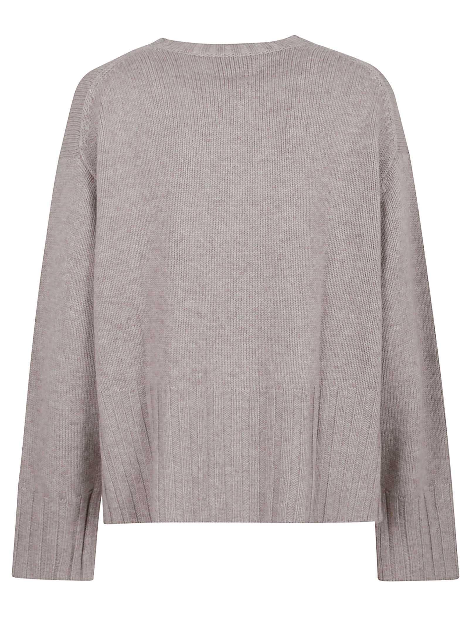 Allude Cropped Knit Sweater With Ribbed Detailing In Gray