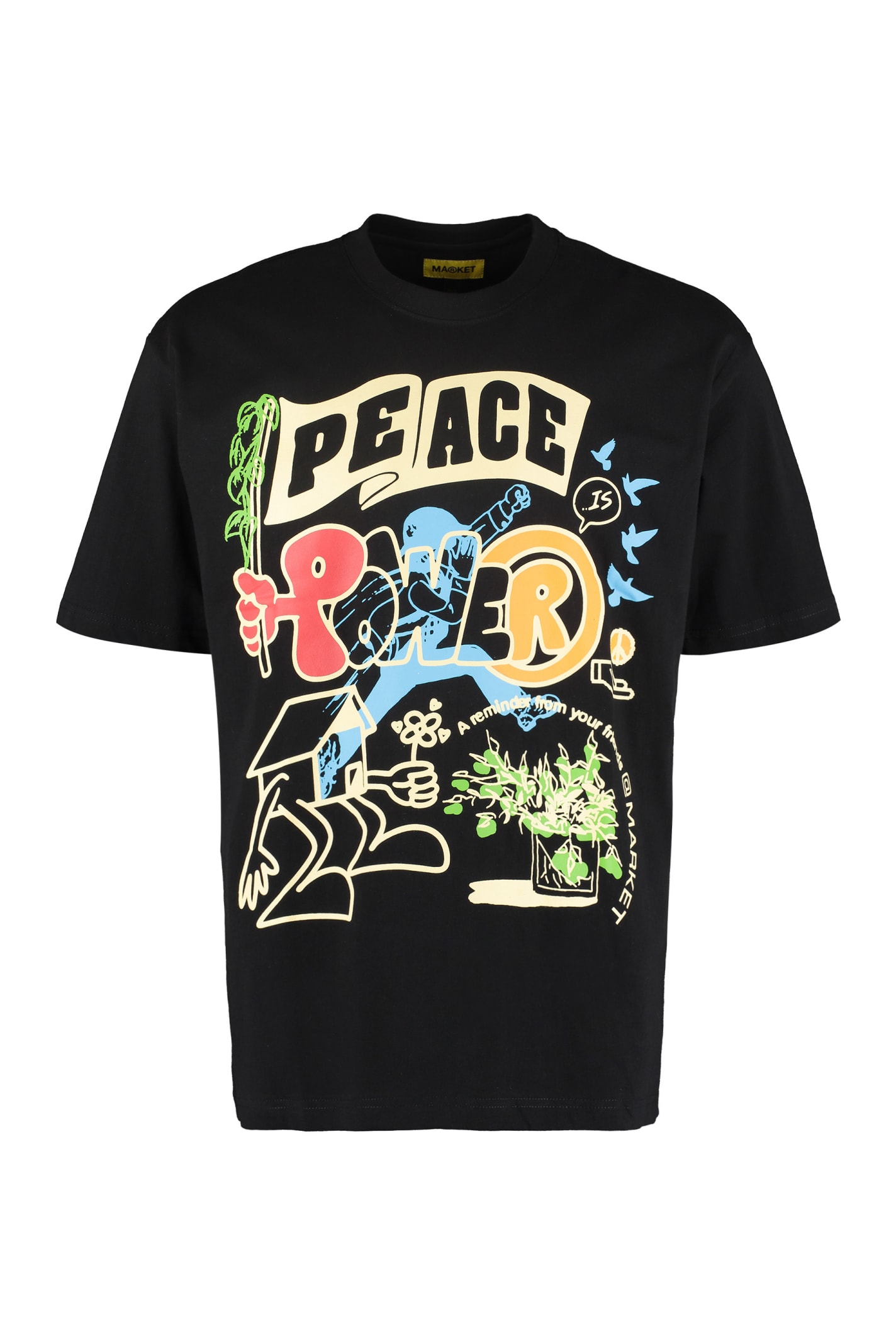 Market T-shirt In Black Cotton In Black