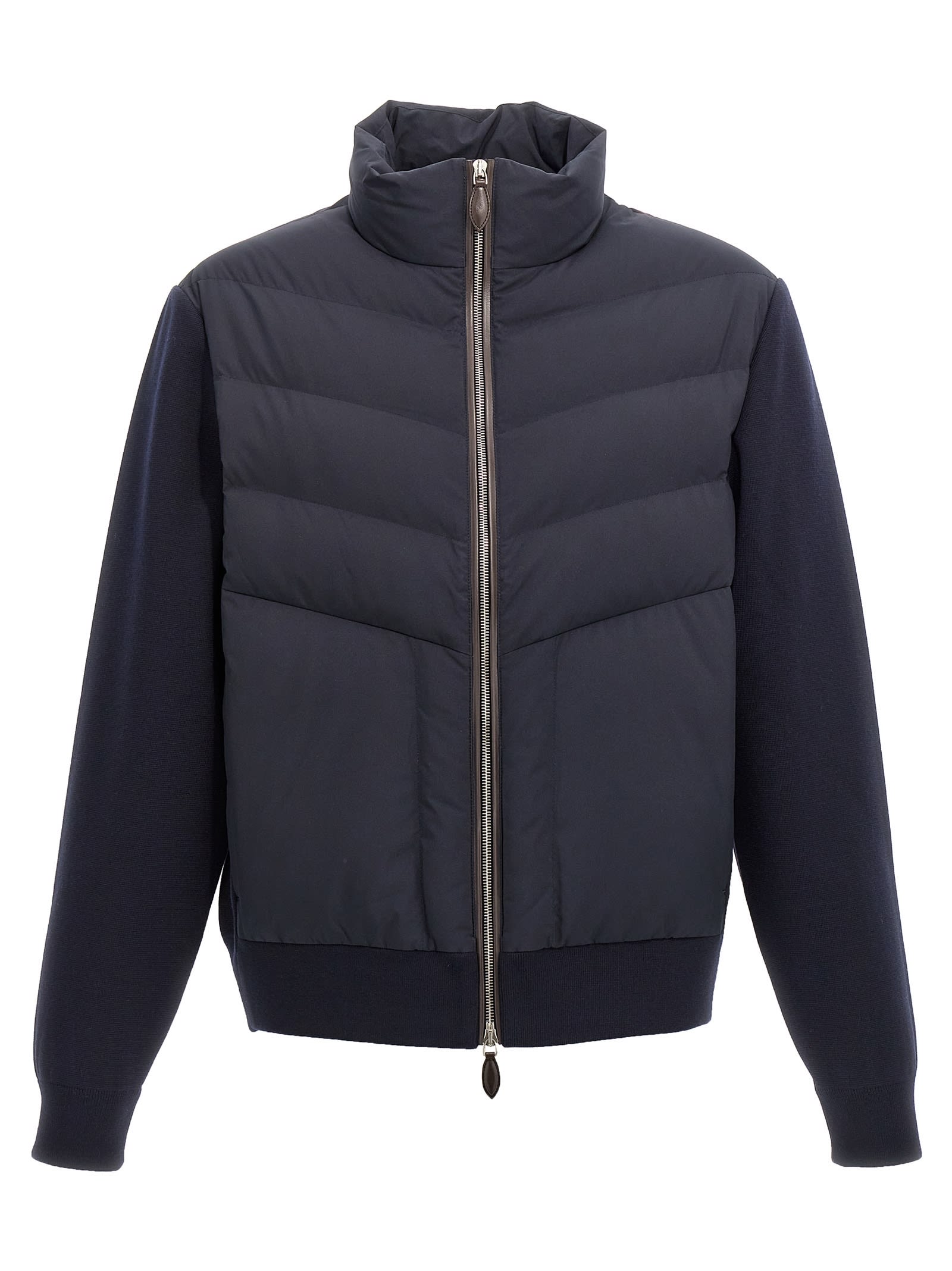 Shop Berluti Two-material Puffer Jacket In Blue