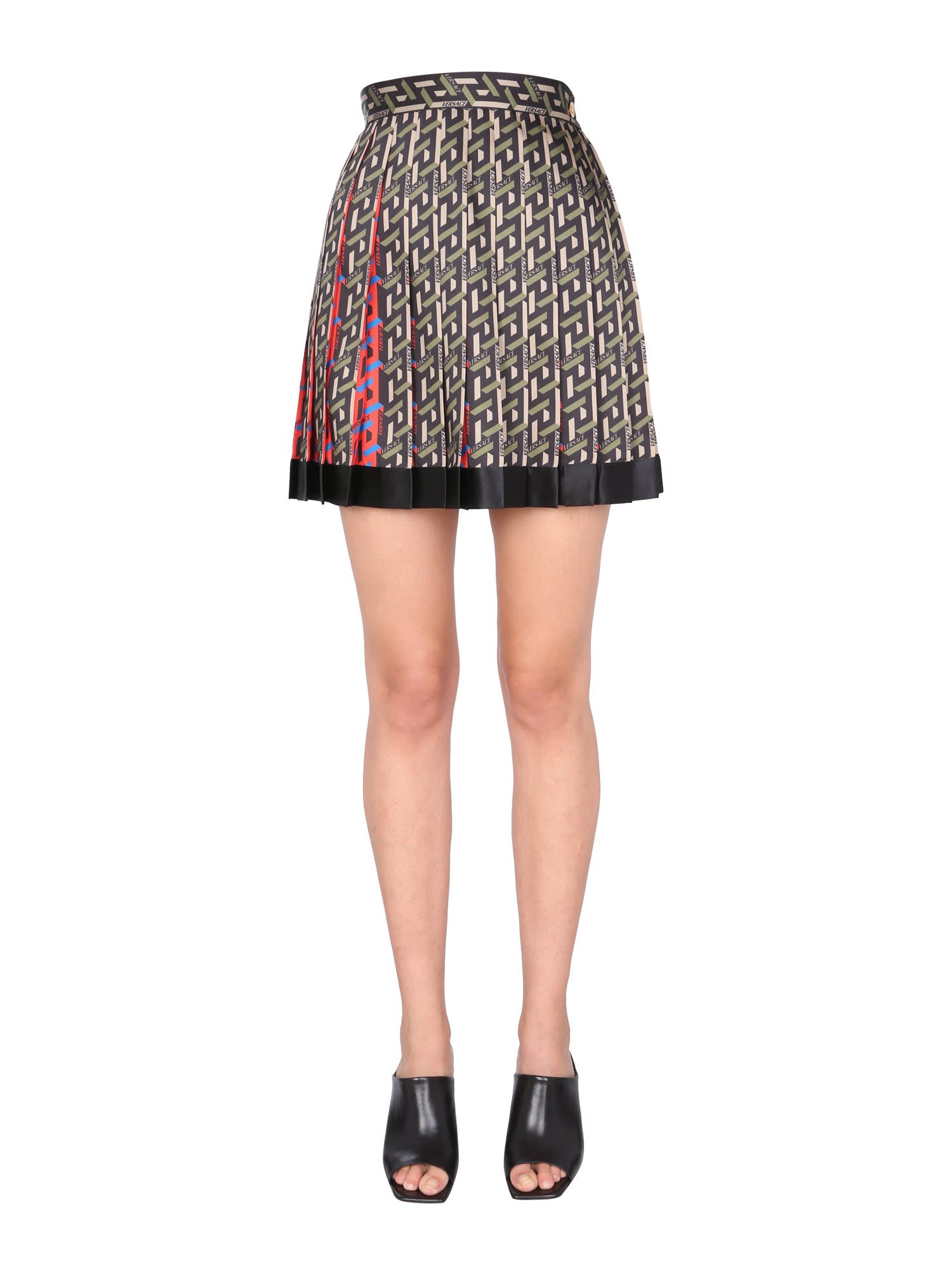 Versace Pleated Skirt With Greek Print