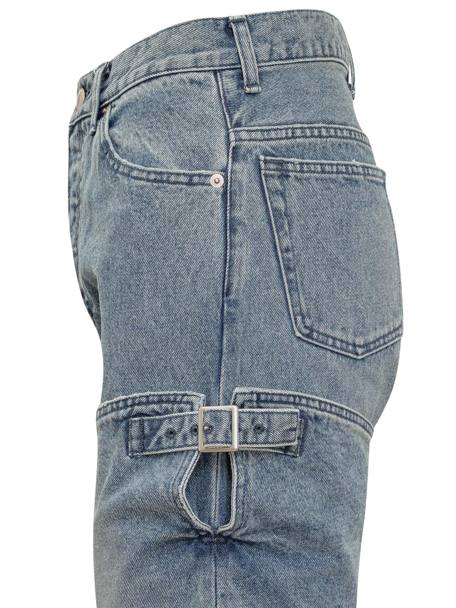 Ambush Ladies Boots Detail Denim Pants In Mid Blue
