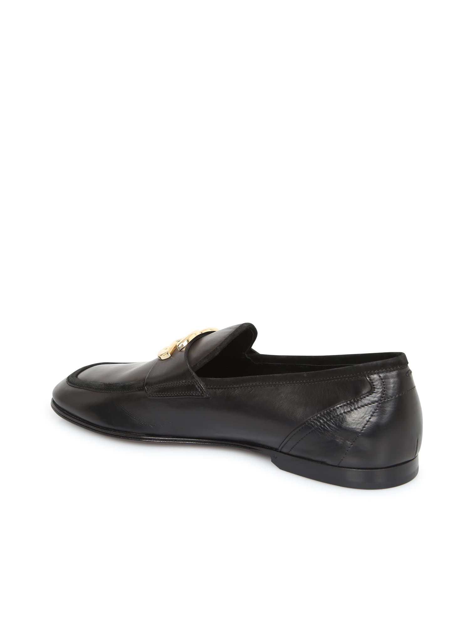 Shop Dolce & Gabbana Black Logo Loafers