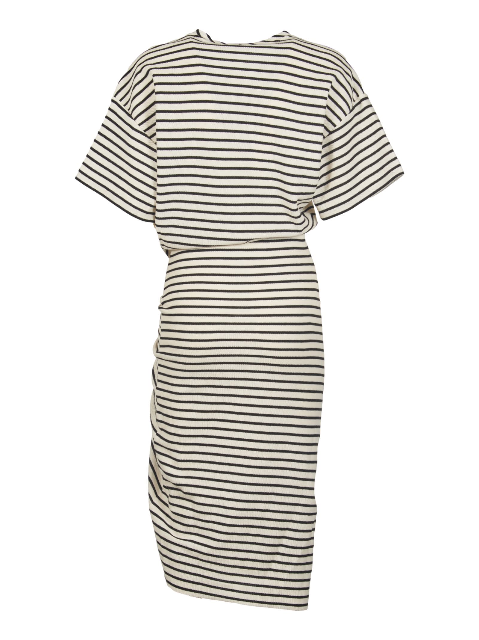 8pm Stripe Print Dress In Grey/black