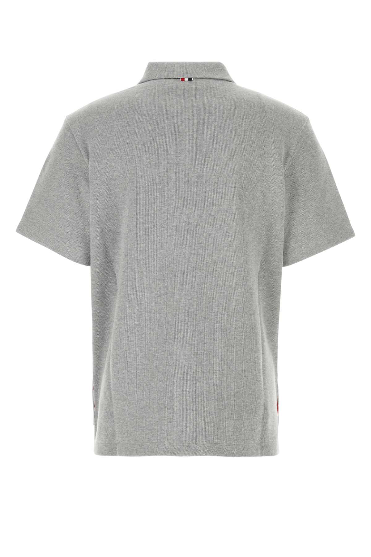 Shop Thom Browne Grey Cotton Polo Shirt In Ltgrey