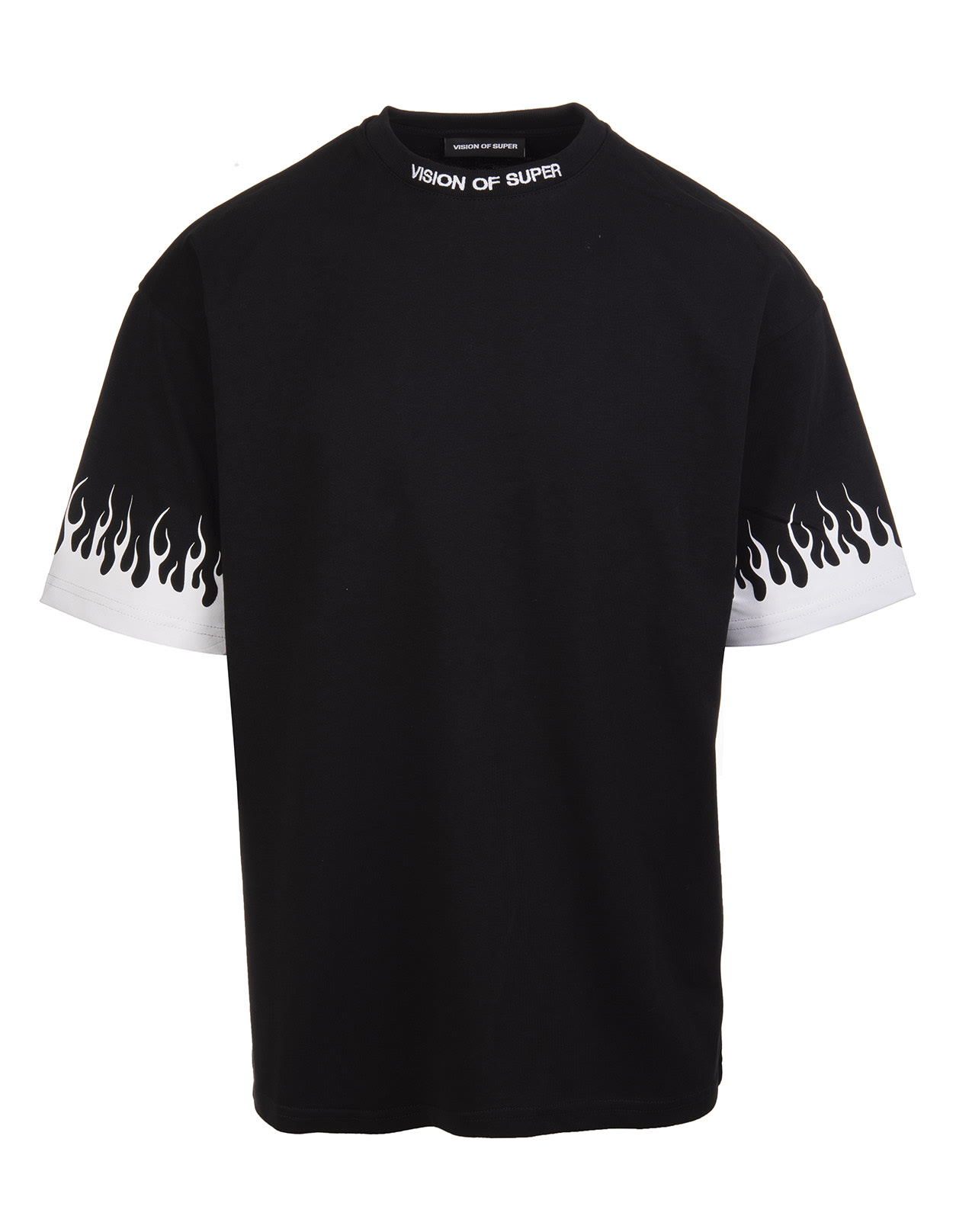 Vision of Super Black Oversize T-shirt With White Flames