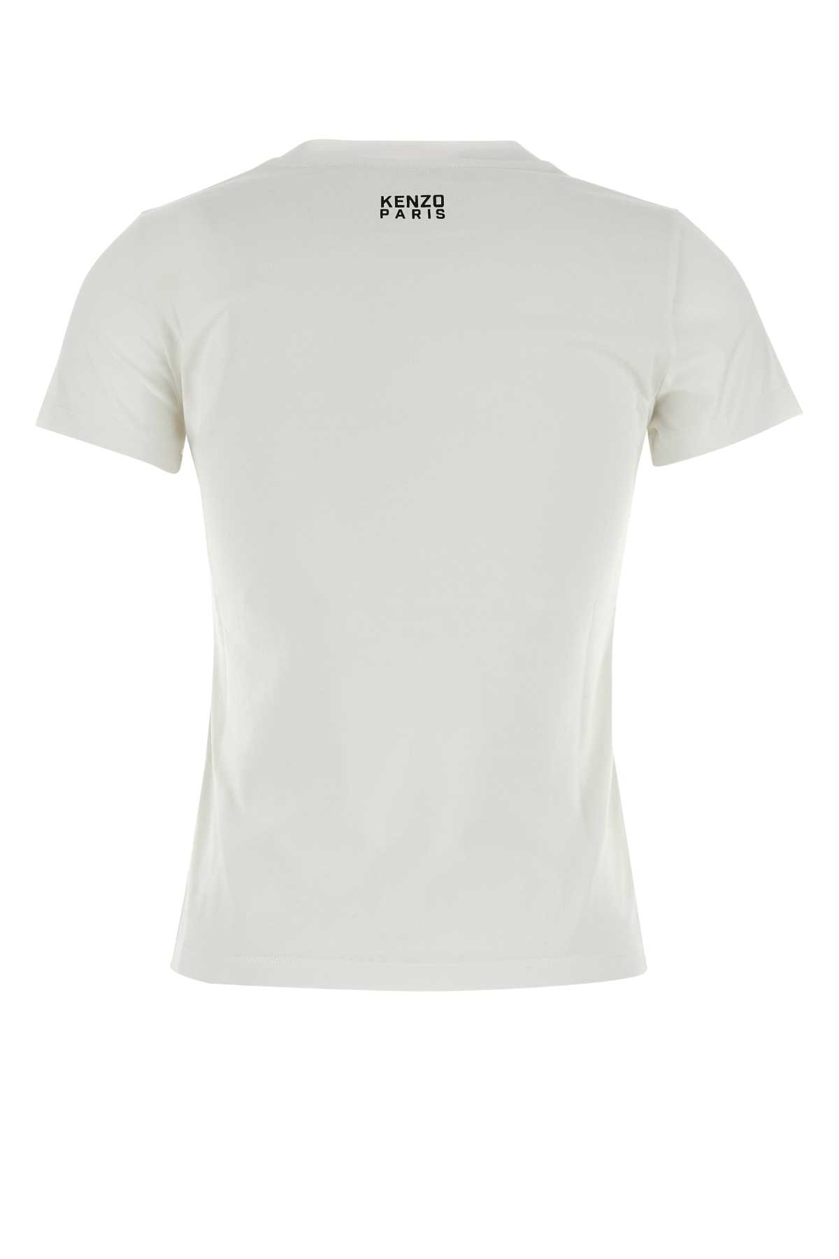 Kenzo Happy Tiger Print T-shirt In Offwhite