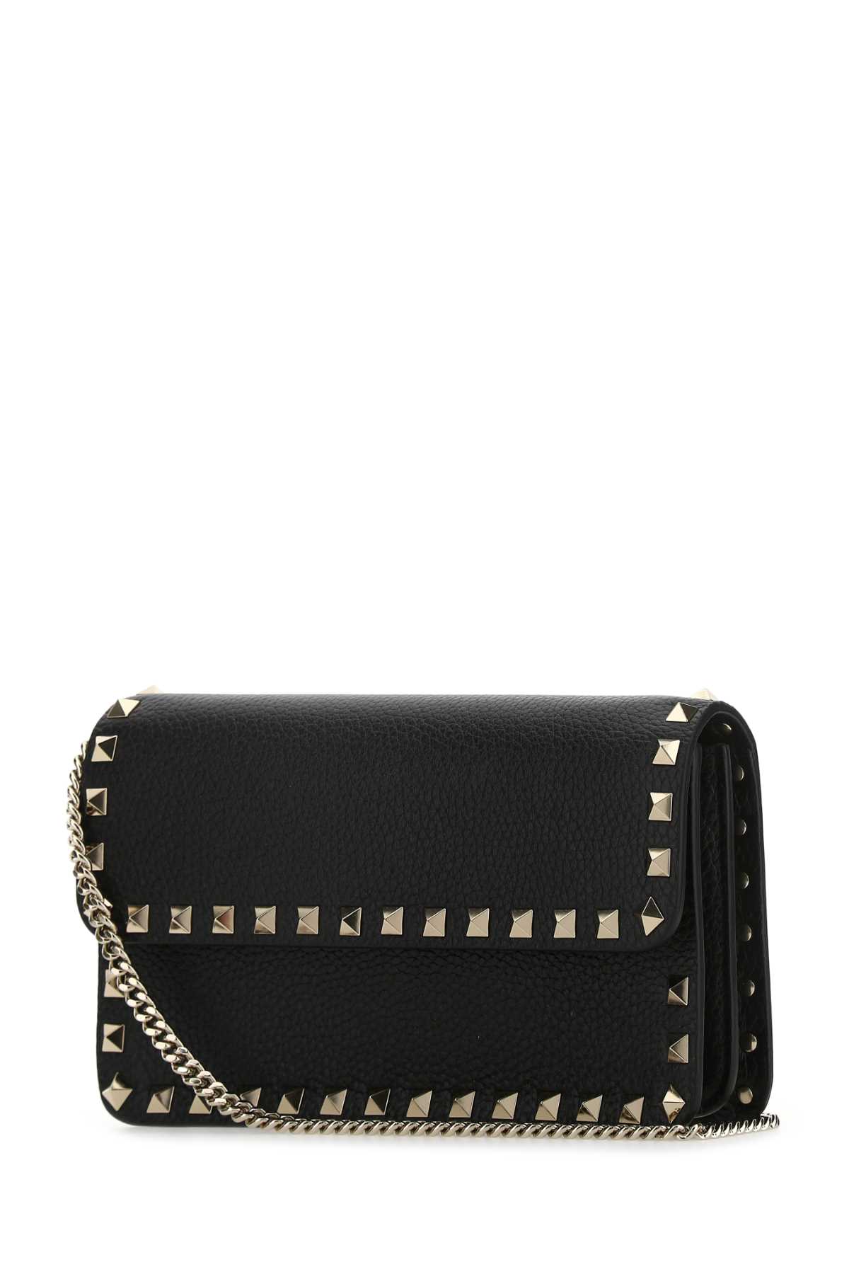 Shop Valentino Black Leather Rockstud Clutch In Nero