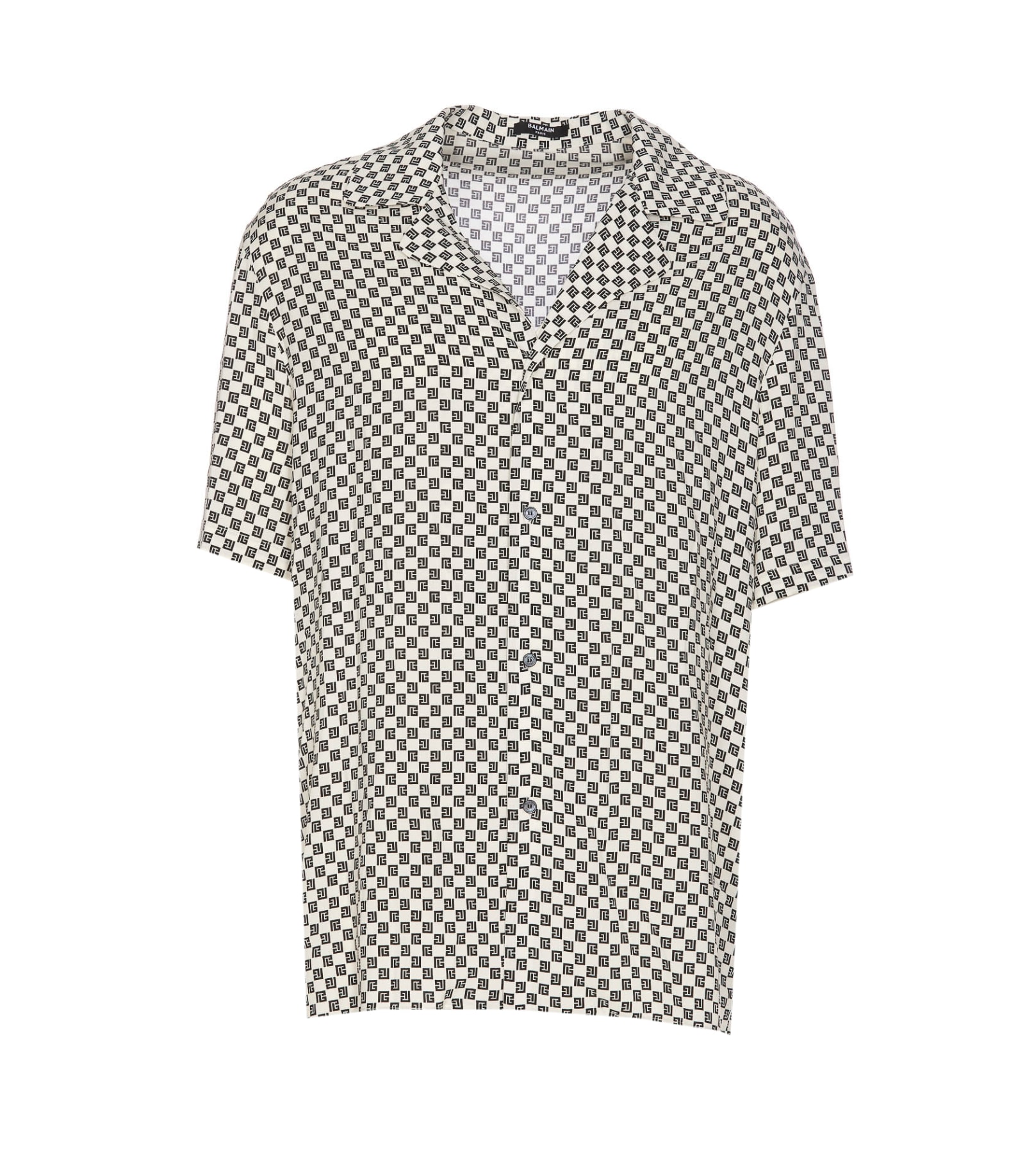 Shop Balmain Mini Monogram Pijama Shirt In Black