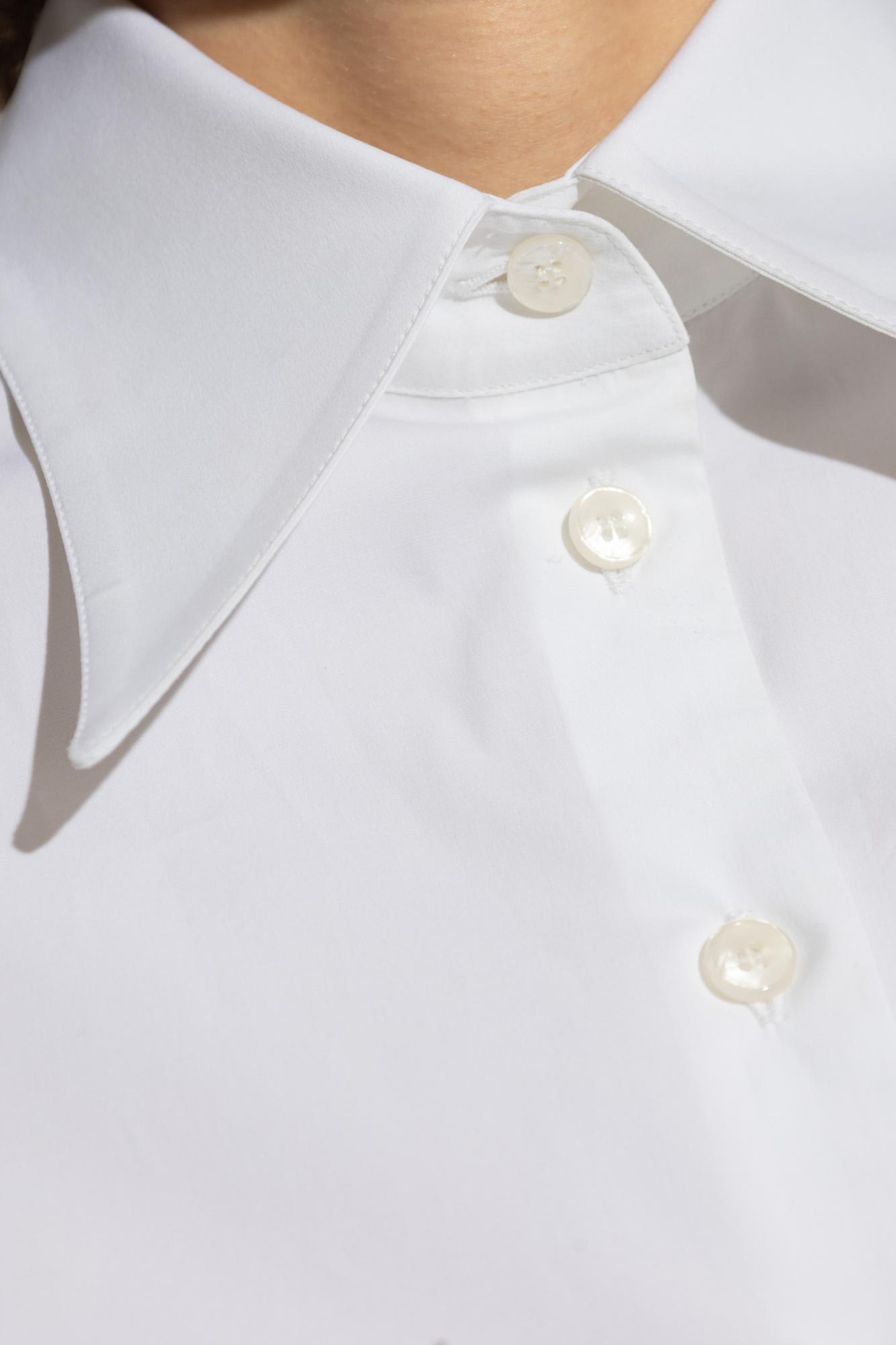Dolce & Gabbana Cropped Tie-front Cotton-blend Poplin Shirt In White
