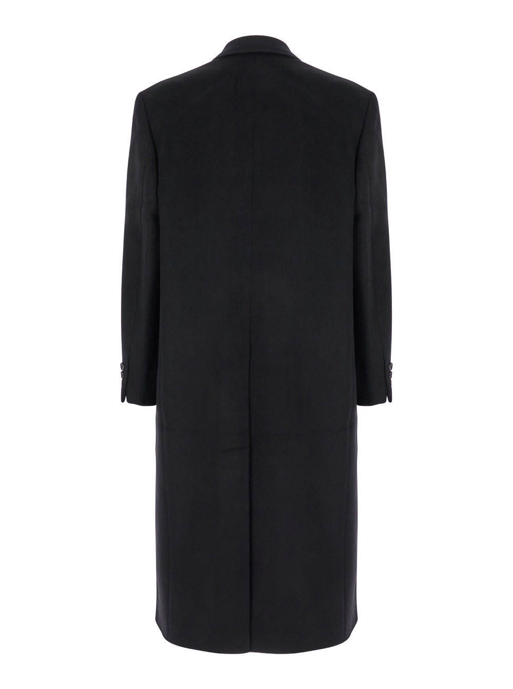 Shop Tonywack Black Double-breasted Coat With Pointed Revers In Wool And Cashmere Man