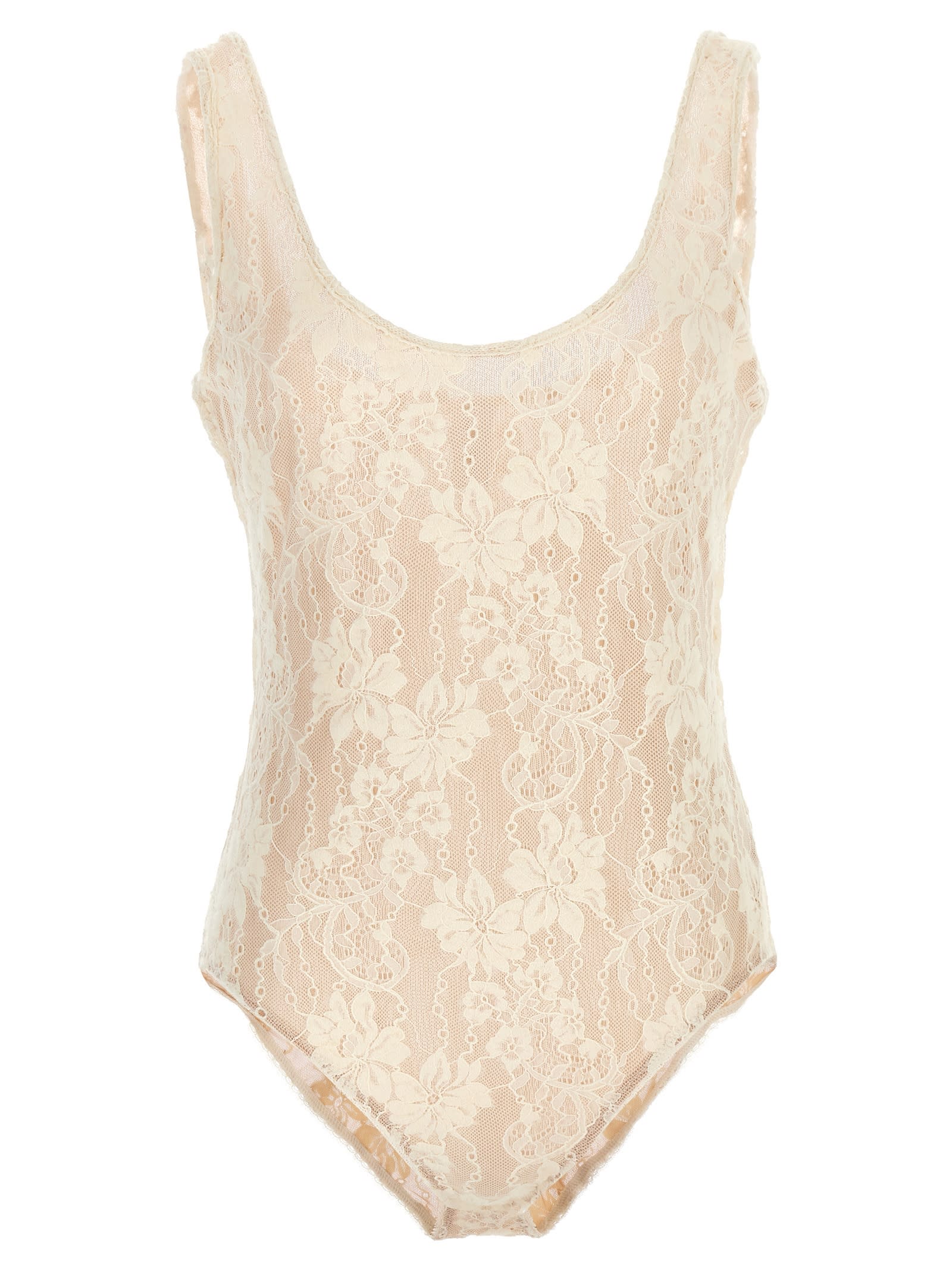 Shop Zimmermann Scoop Neck Bodysuit In White