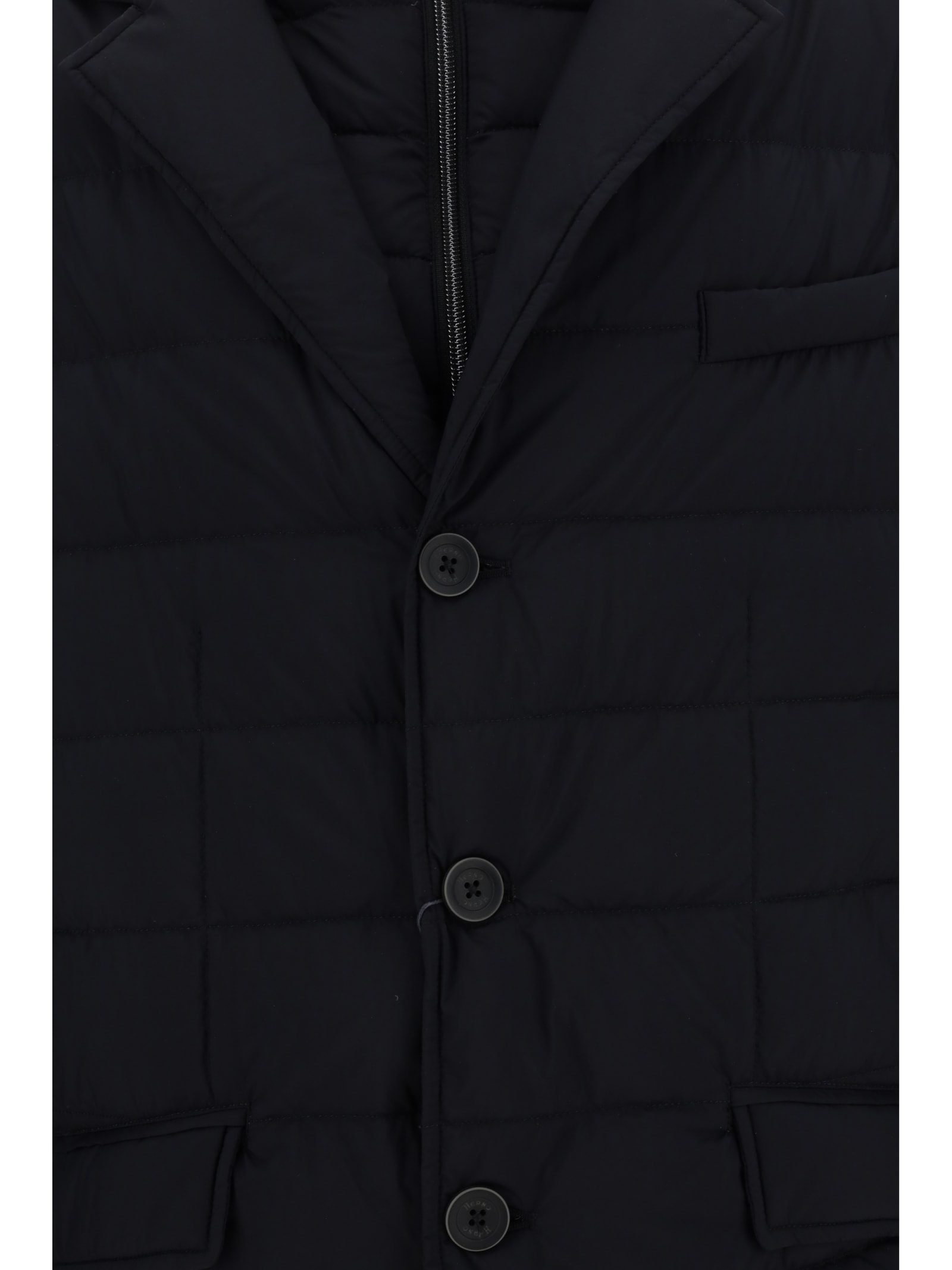 Herno Quilted Padded Double Layer Down Jacket In Nero