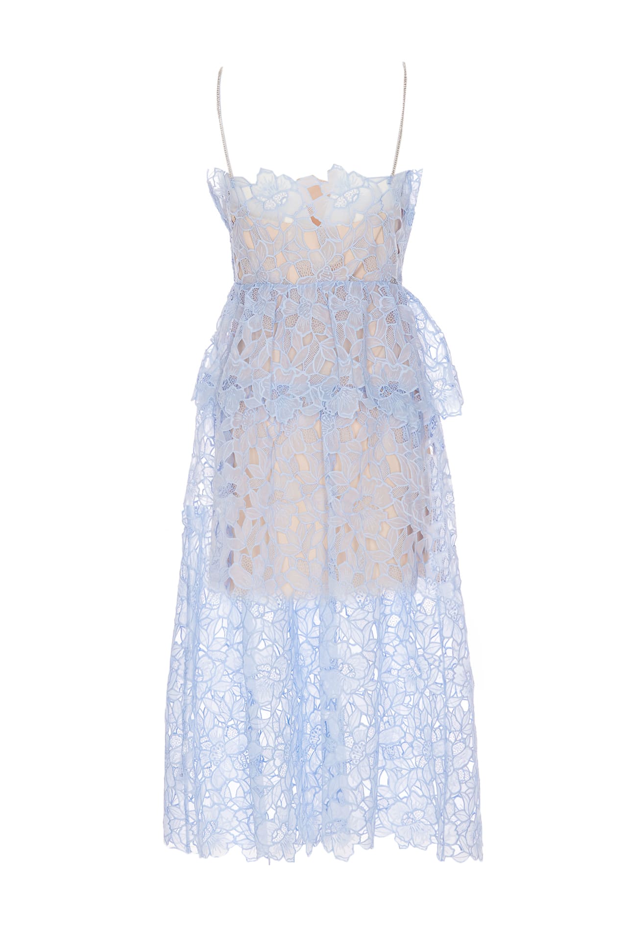 Shop Self-portrait Lace Midi Dress In Blue