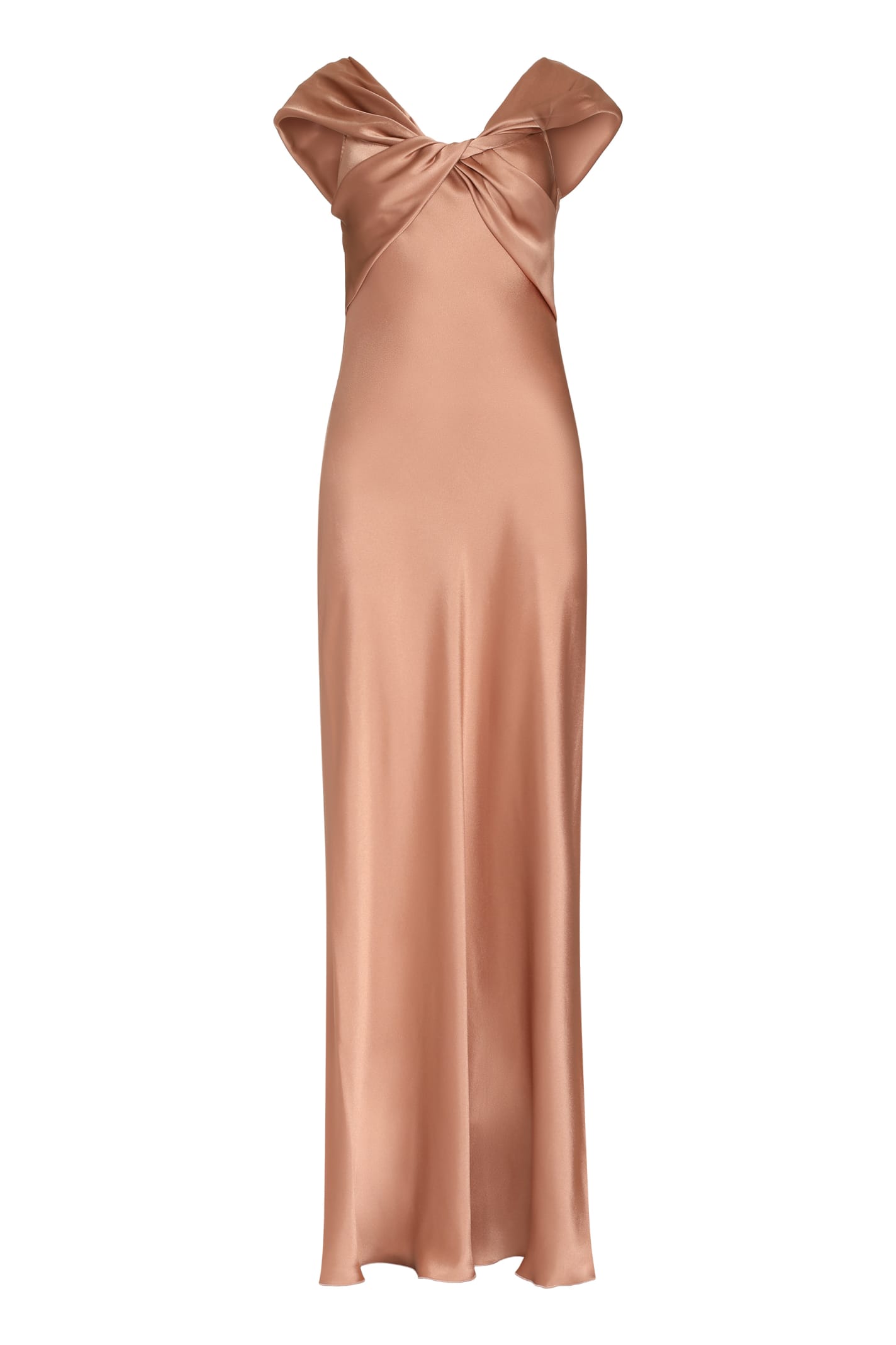 Shop Alberta Ferretti Satin Dress In Bronze