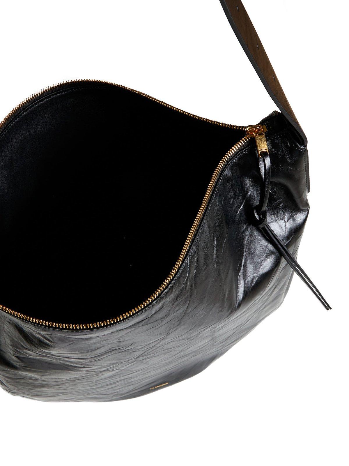 Shop Jil Sander Moon Medium Shoulder Bag In Black