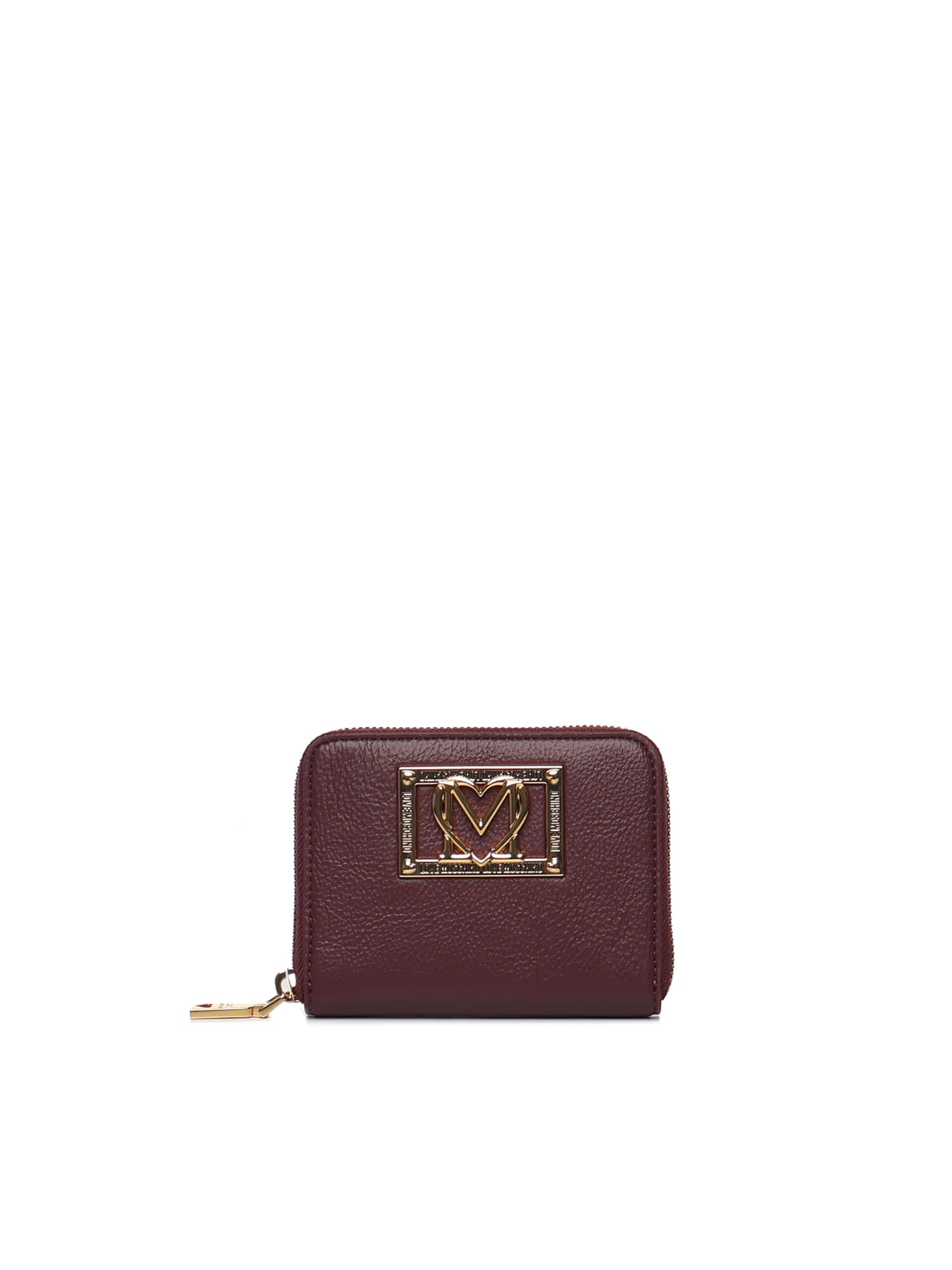 Love Moschino Logo-plaque Zip-around Wallet In Burgundy