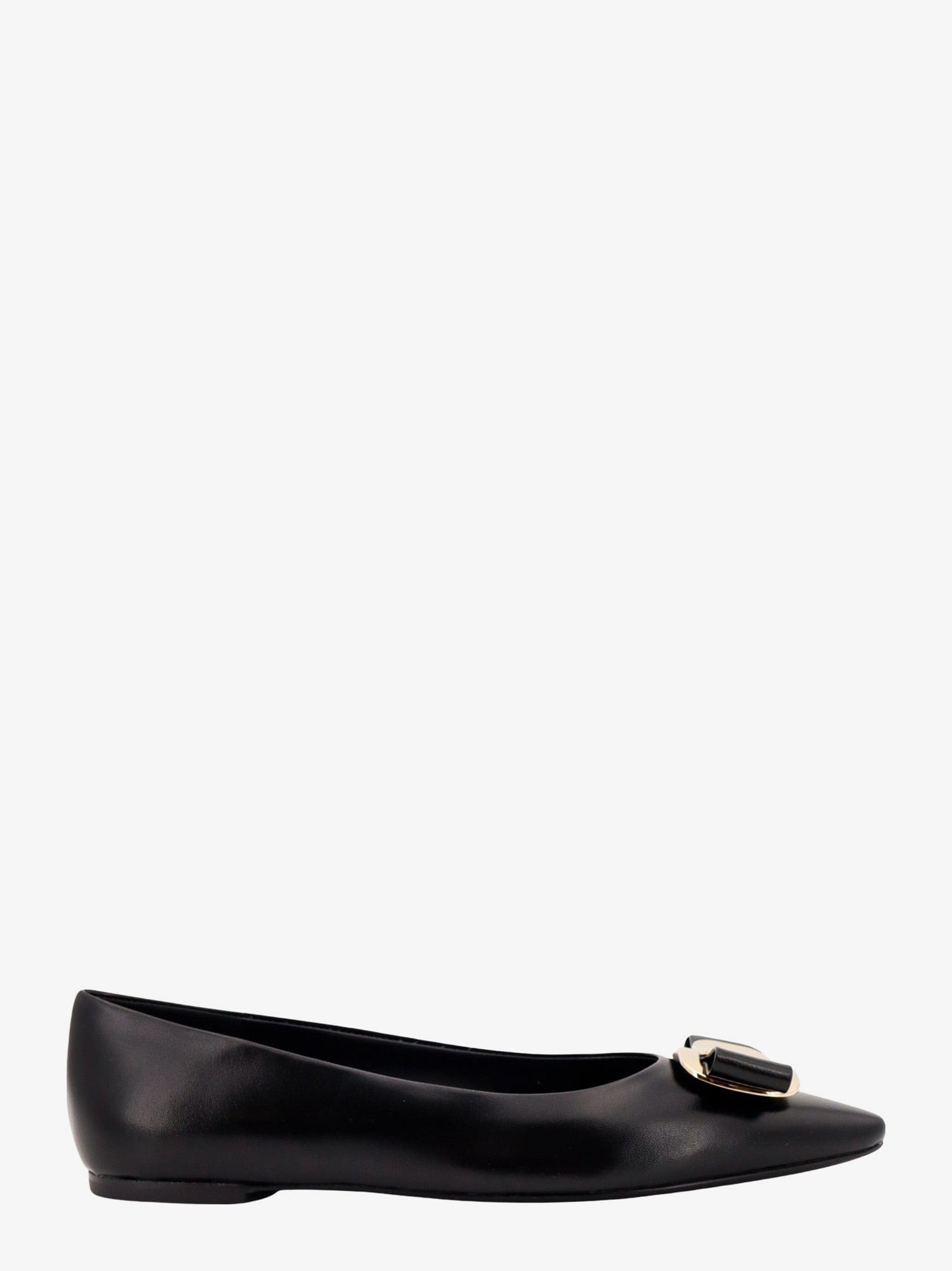Ferragamo Varina Bow-embellished Patent-leather Ballet Flats In Black