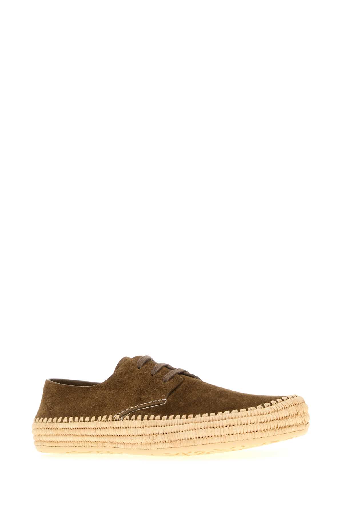 Loewe Rio Lace Up Espadrilles In Suede And Raffia In Brown