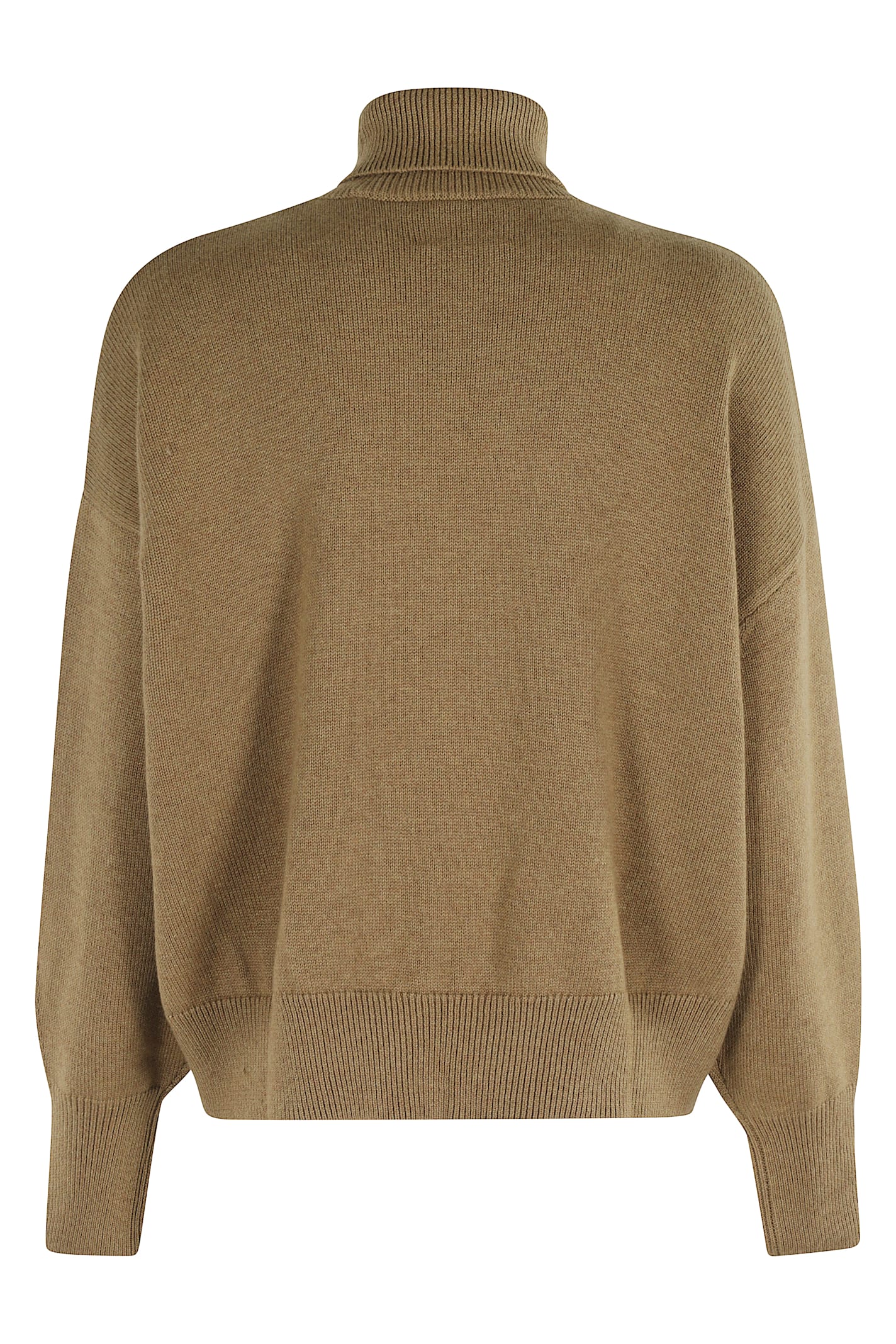 Isabel Marant Étoile High-neck Khaki Sweater With Subtle Logo Detail In Brown