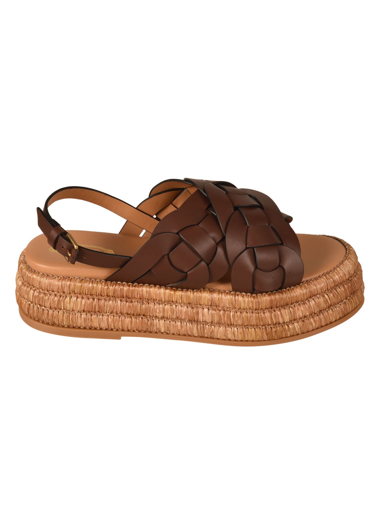 Shop Tod's Raffia 72k Platform Sandals In S202